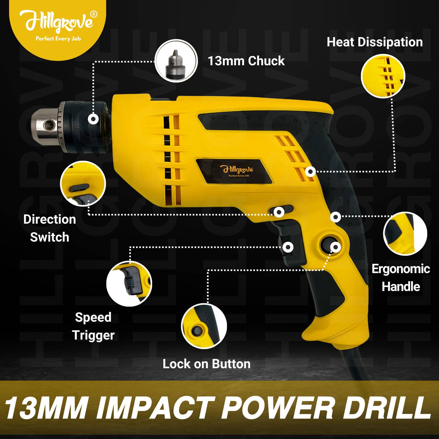 Hillgrove HGCM1382M2 13mm Power Drill Kit - Image 3