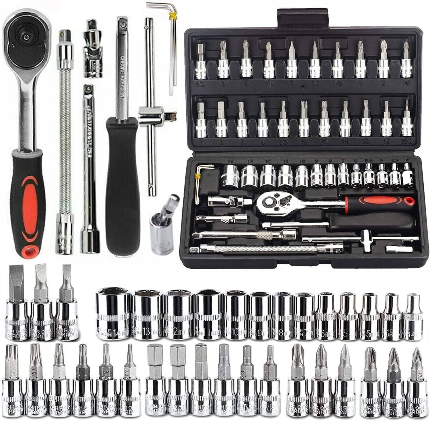 CHICAGOZONE 46 In 1 Pcs Torx Tool Kit & Screwdriver Long Handle Screwdriver Set