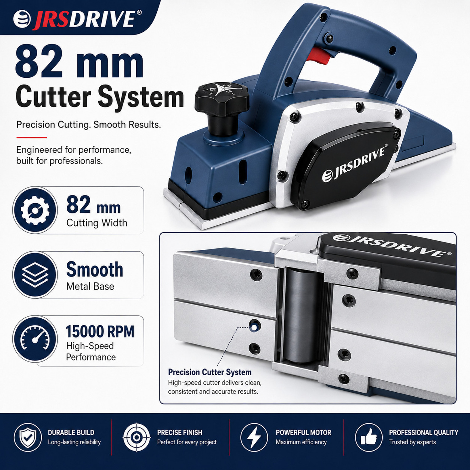 Image of EASTMAN EEP-082N Electric Planer| Width Of Cutter 82 Mm (3)|15000 Rpm|600 Watts| With Carbon set Corded Planer