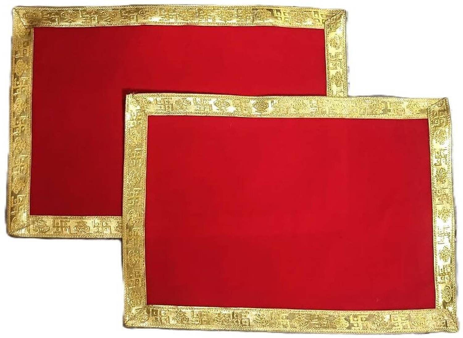 ADVIKA COLLECTION Pack of 2 Velvet Puja Aasan 12x18 inch | Mandir Prayer Cloth for God Prayer Kit