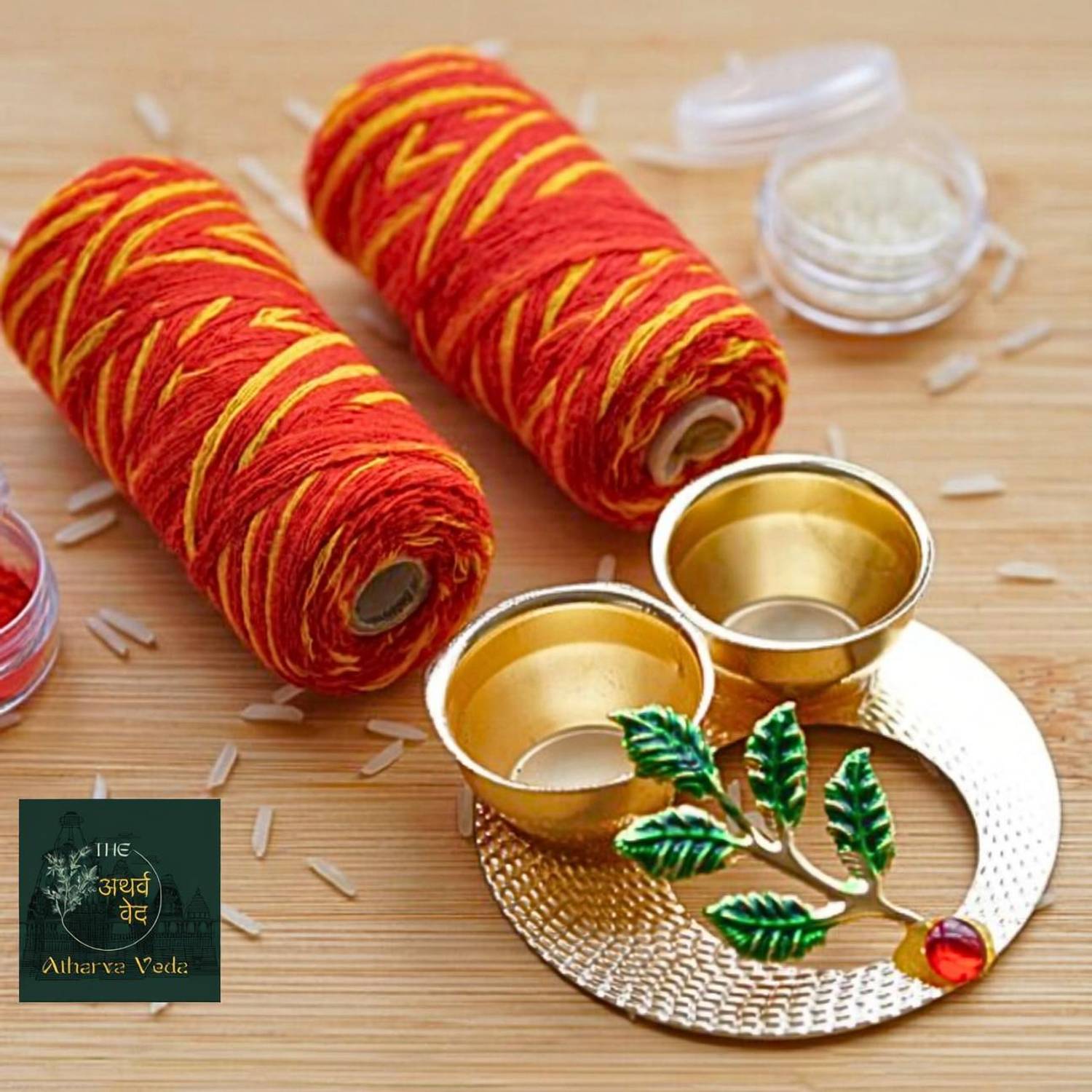 The Atharva-veda Rakshasutra | Mauli | KALAVA Red Yellow MOLI Dhaga | Sacred Thread- Size Medium Thread