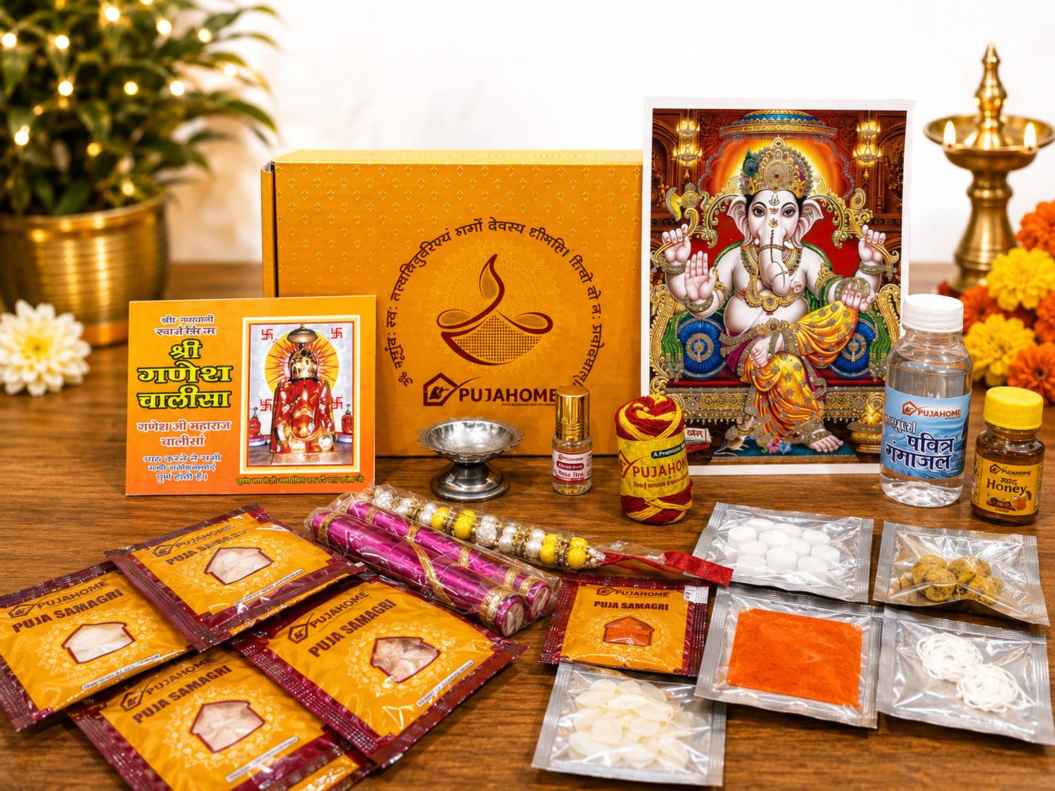 Shubhsanskar Ganesh Puja Samagri Kit with 31+ Items for Ganesh Chaturthi Puja Samgri Prayer Kit
