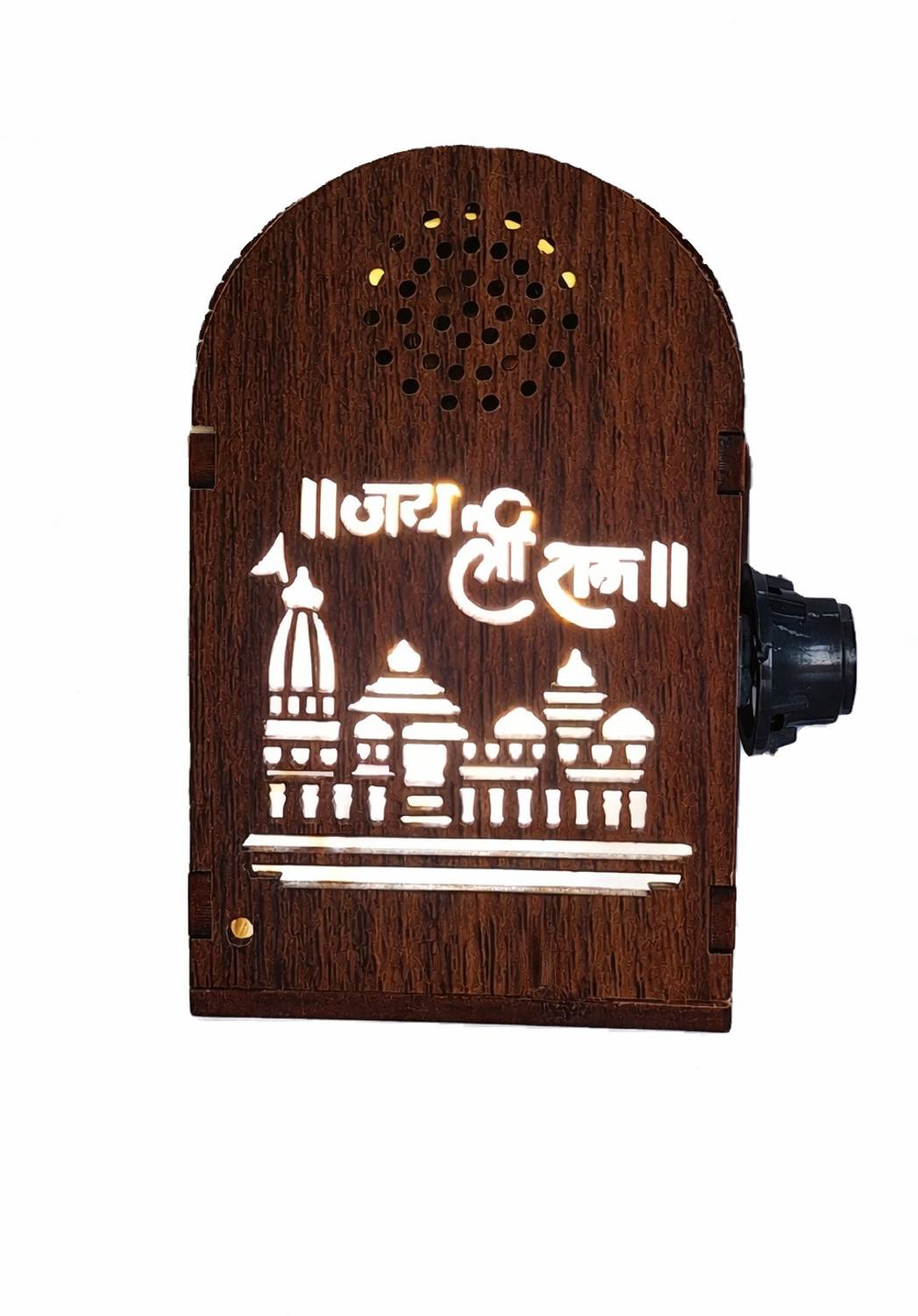 Aranya Soul 35 in 1 Ram Mandir Wooden Mantra Machine with LED Light Prayer Kit