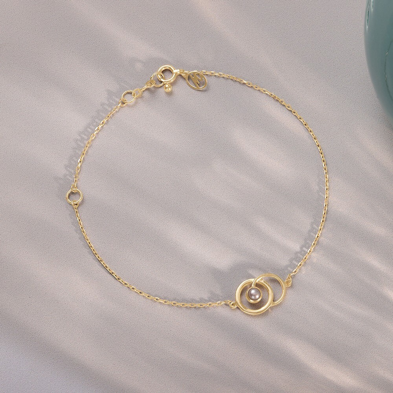 Image of Mia by Tanishq Modern Muse Pearl Bracelet Yellow Gold Pearl Bracelet