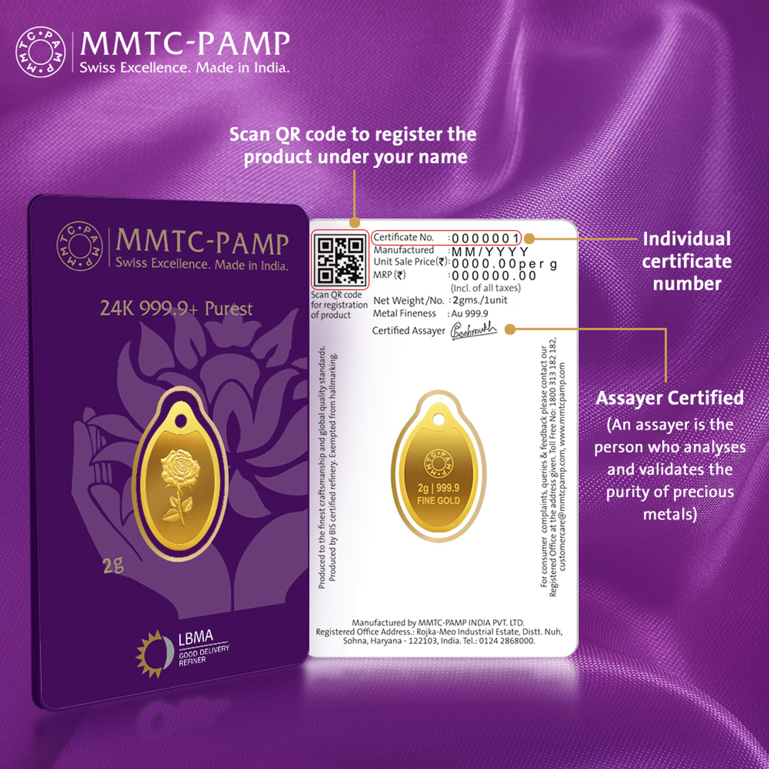 Image of MMTC-PAMP India Pvt Ltd New Rose 24 (9999) Yellow Gold Pendant