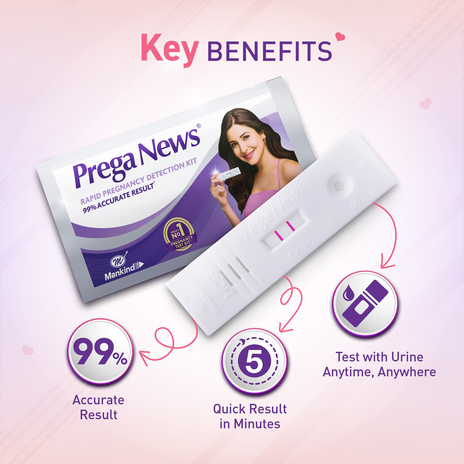 Image of MANKIND Prega news one step urine HCG Pregnancy Test Kit