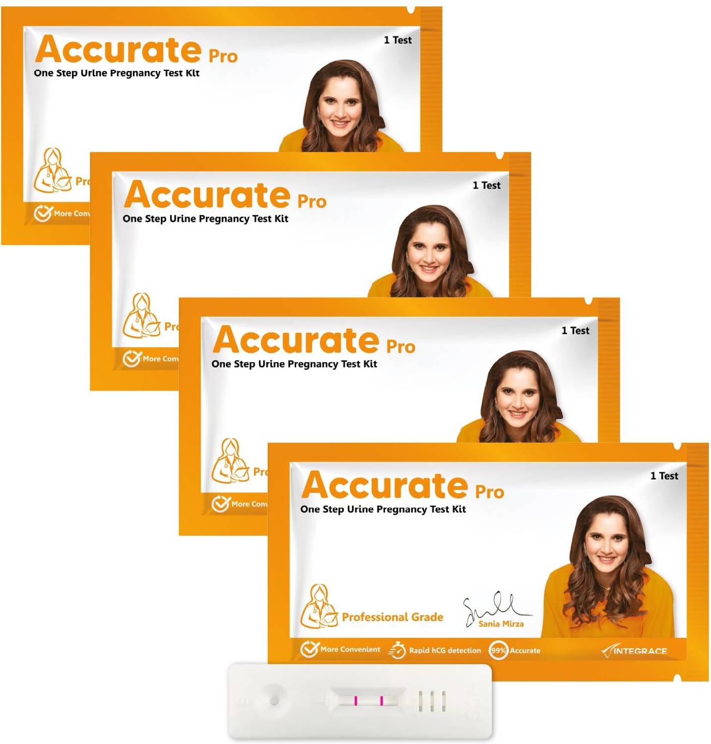 Accurate Pro One Step Urine HCG Pregnancy Test Kit (Pack of 4 Str