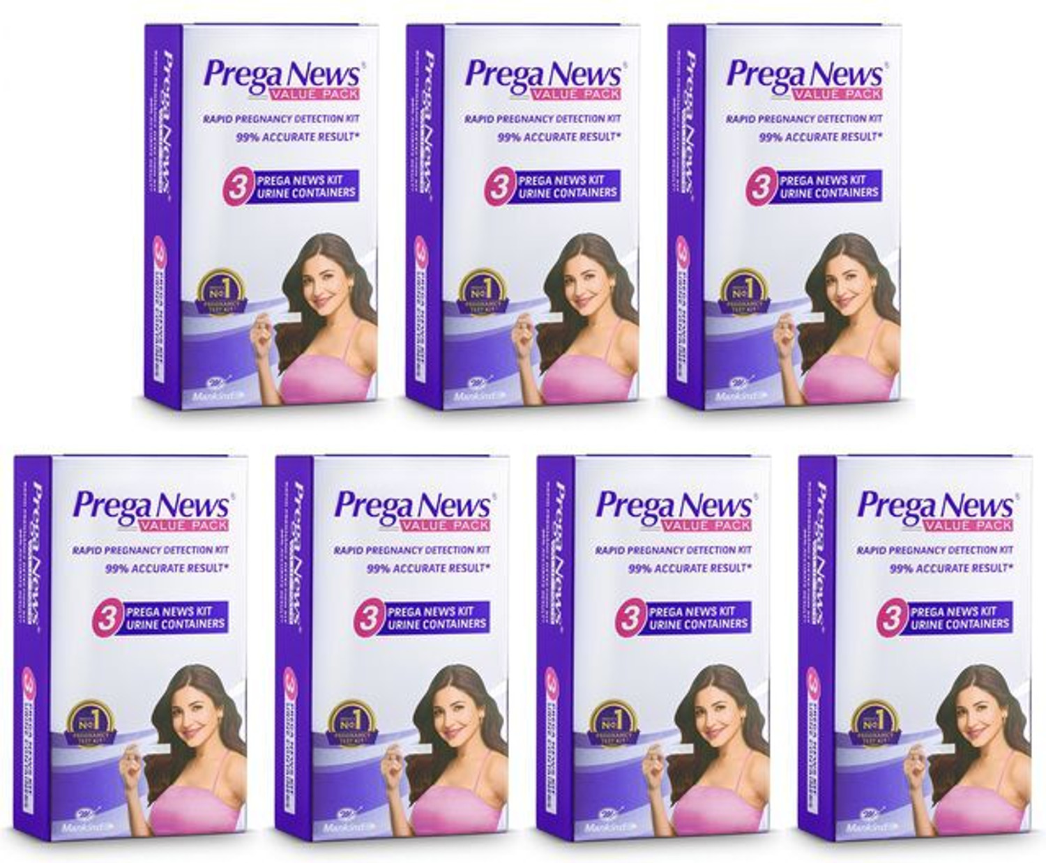 Image of PREGANEWS Value Pack | 3 Urine Containers Each x Pack of 7 Pregnancy Test Kit