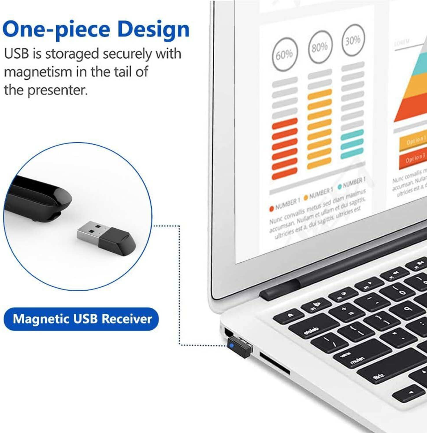 Image of spincart USB Wireless Presentation Remote, PowerPoint Remote PPT Clicker Slide Changer Laser Pointer Presenter