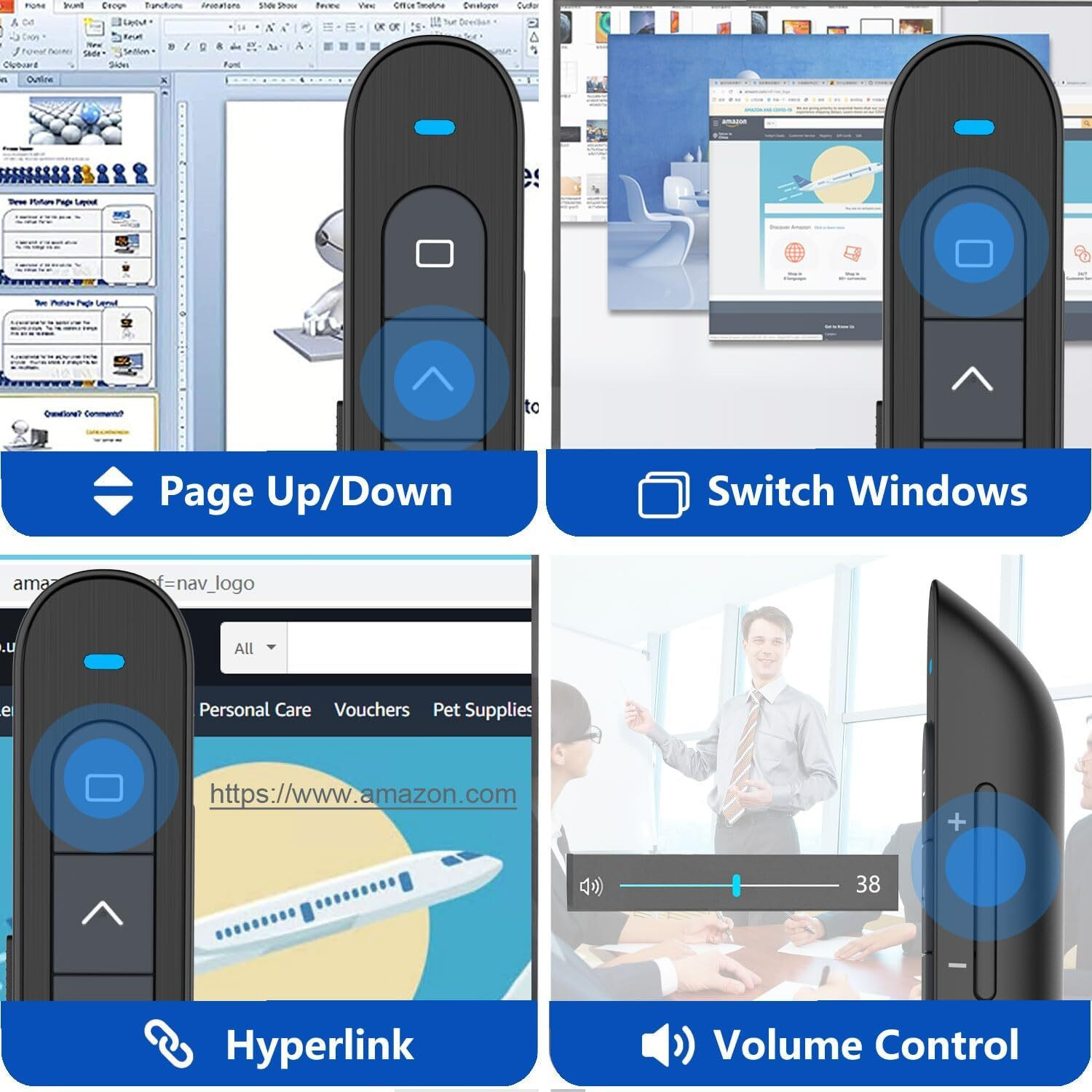 Image of spincart USB Wireless Presentation Remote, PowerPoint Remote PPT Clicker Slide Changer Laser Pointer Presenter