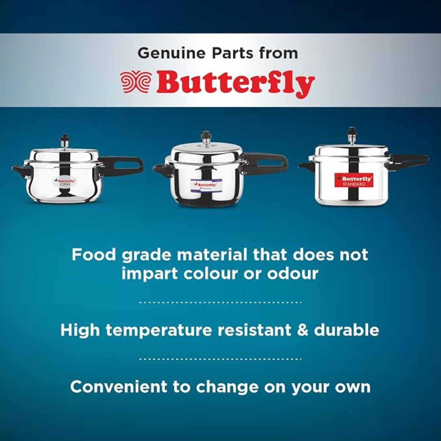 Image of Butterfly Silicone Gasket for Stainless Steel Pressure Cookers | Suitable for 5L & 5.5L 5 mm Pressure Cooker Gasket