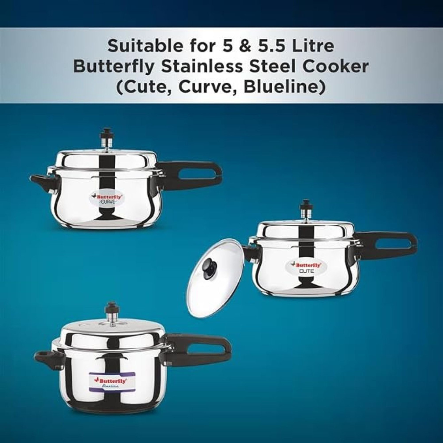 Image of Butterfly Silicone Gasket for Stainless Steel Pressure Cookers | Suitable for 5L & 5.5L 5 mm Pressure Cooker Gasket