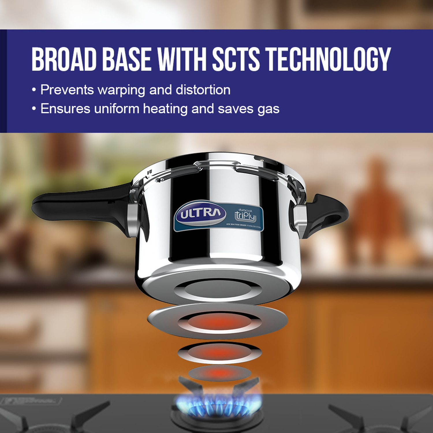 Image of ULTRA Duracook Duo 3.5 L Outer Lid Induction Bottom Pressure Cooker