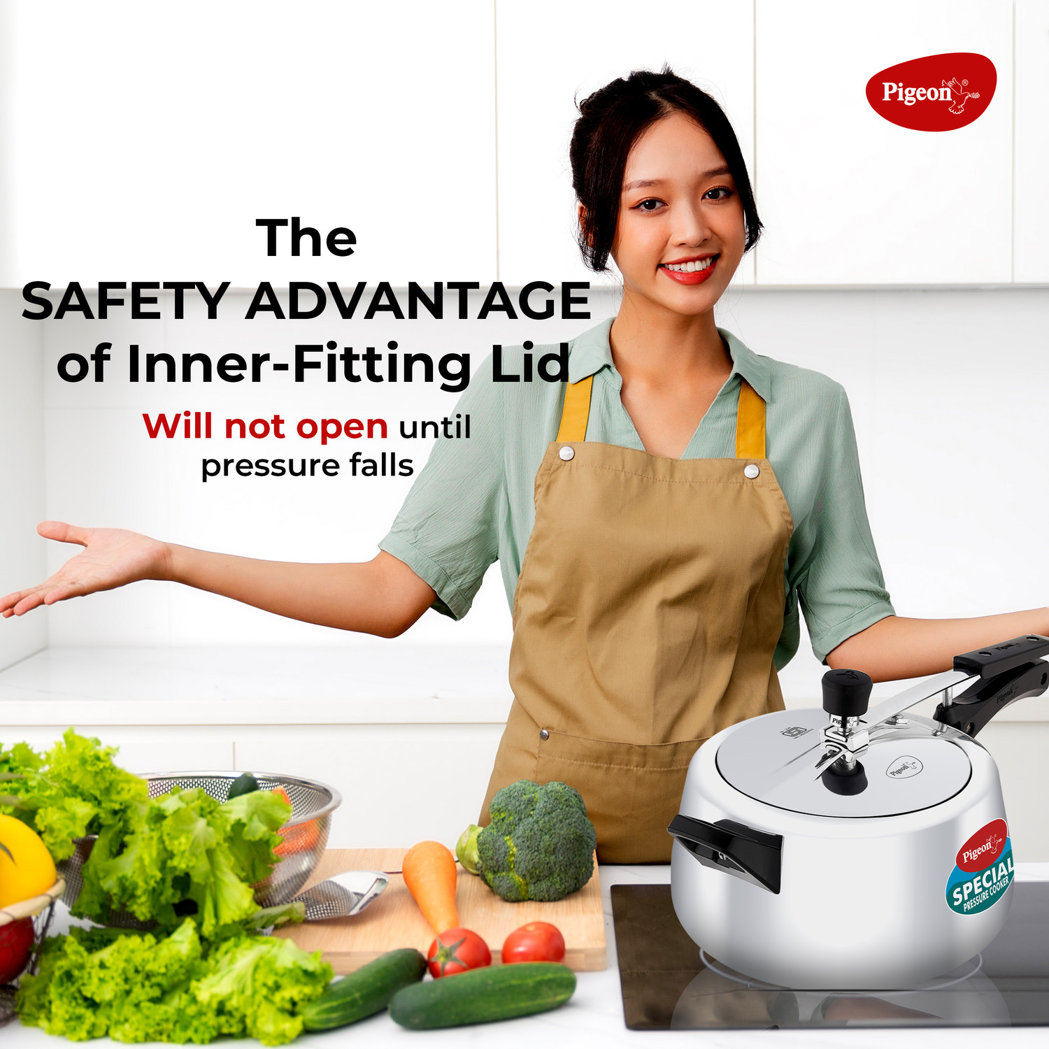 Image of Pigeon Special Plus and 5 L Inner Lid Induction Bottom Pressure Cooker