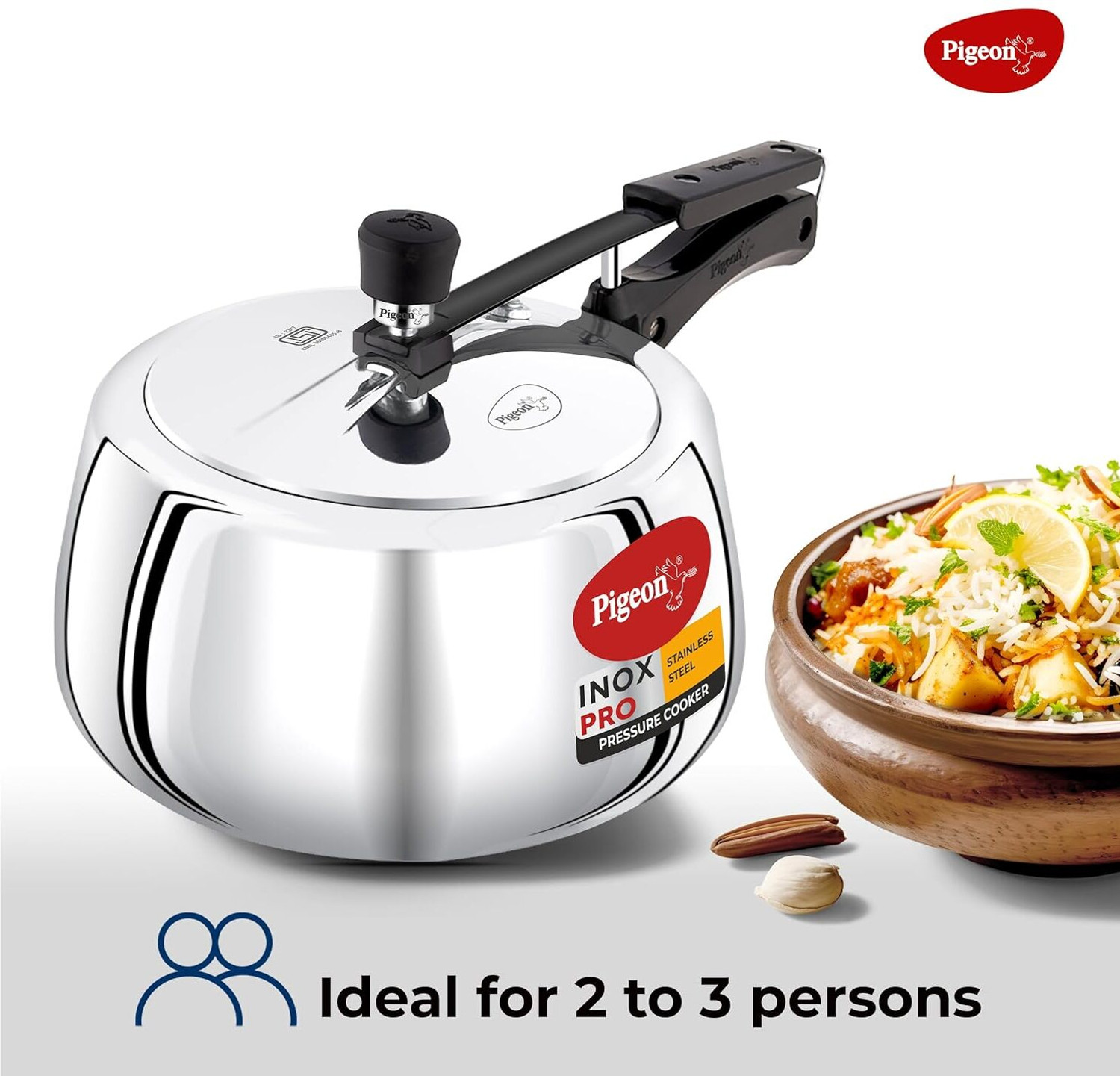 Image of Pigeon Inox Pro 2 L Inner Lid Induction Bottom Pressure Cooker