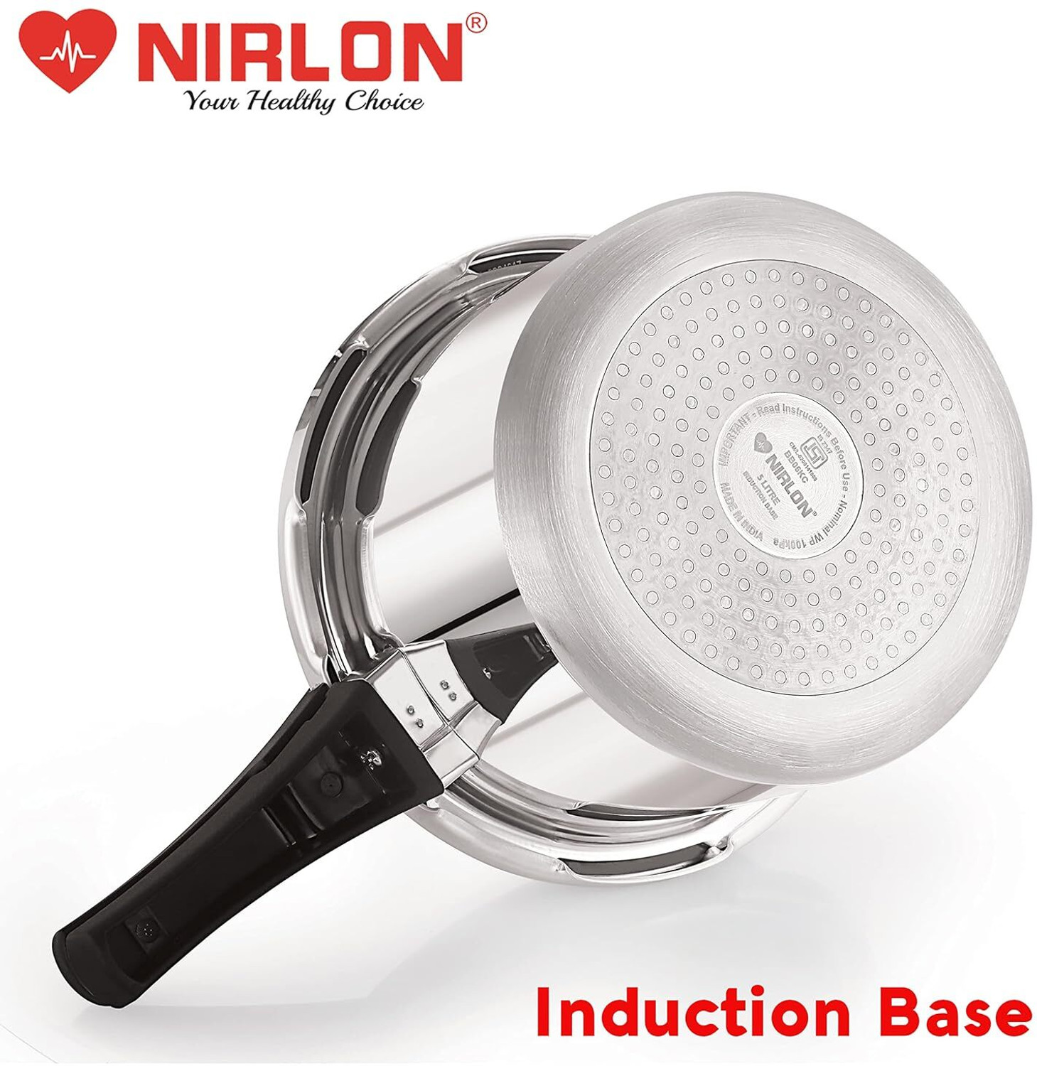 Image of NIRLON Induction Base Outer Lid Aluminium Pressure Cooker (7 Litres, Silver) 7 L Induction Bottom Pressure Cooker (Aluminium)