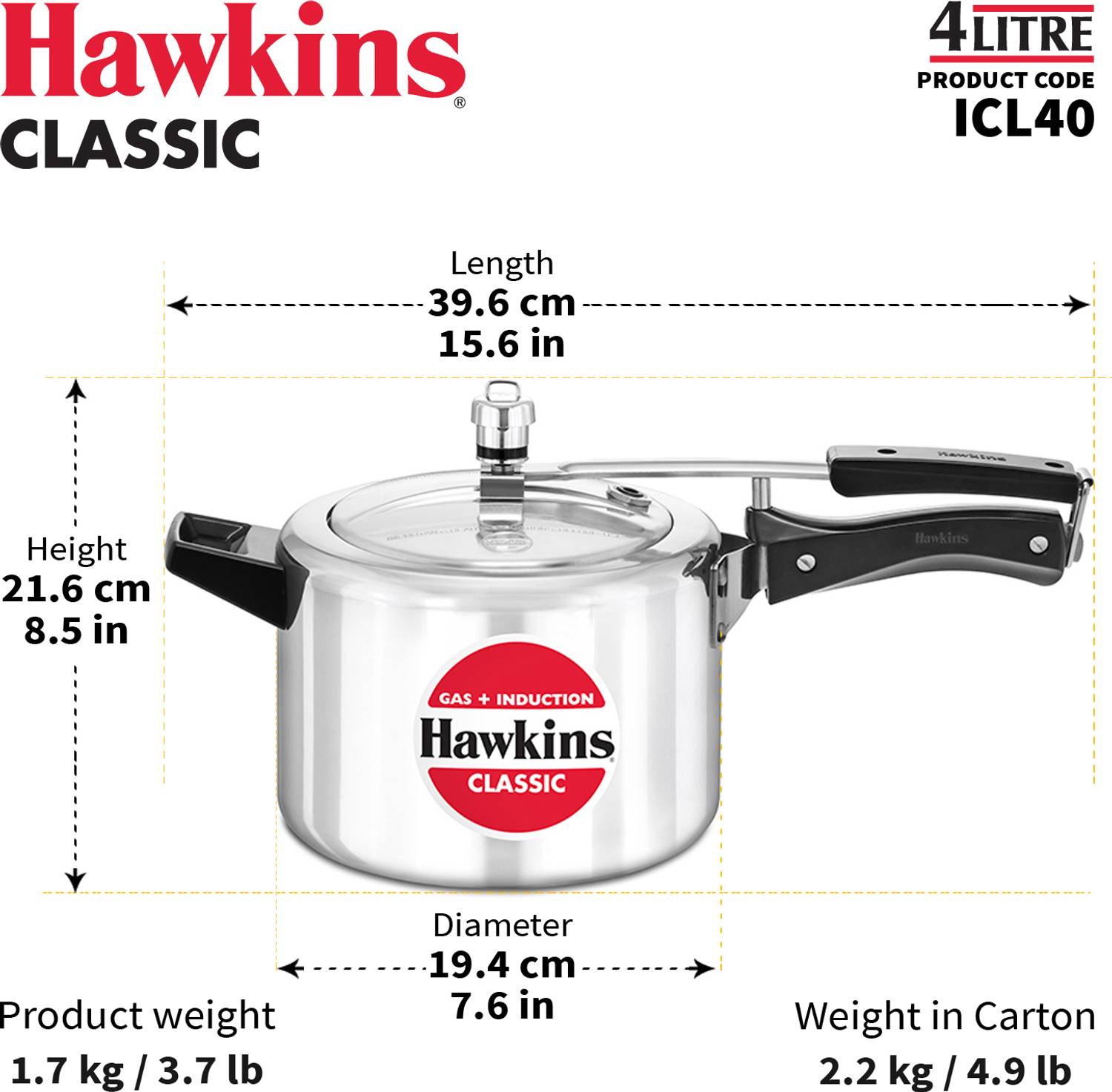 Hawkins Classic 4L Pressure Cooker - Image 4