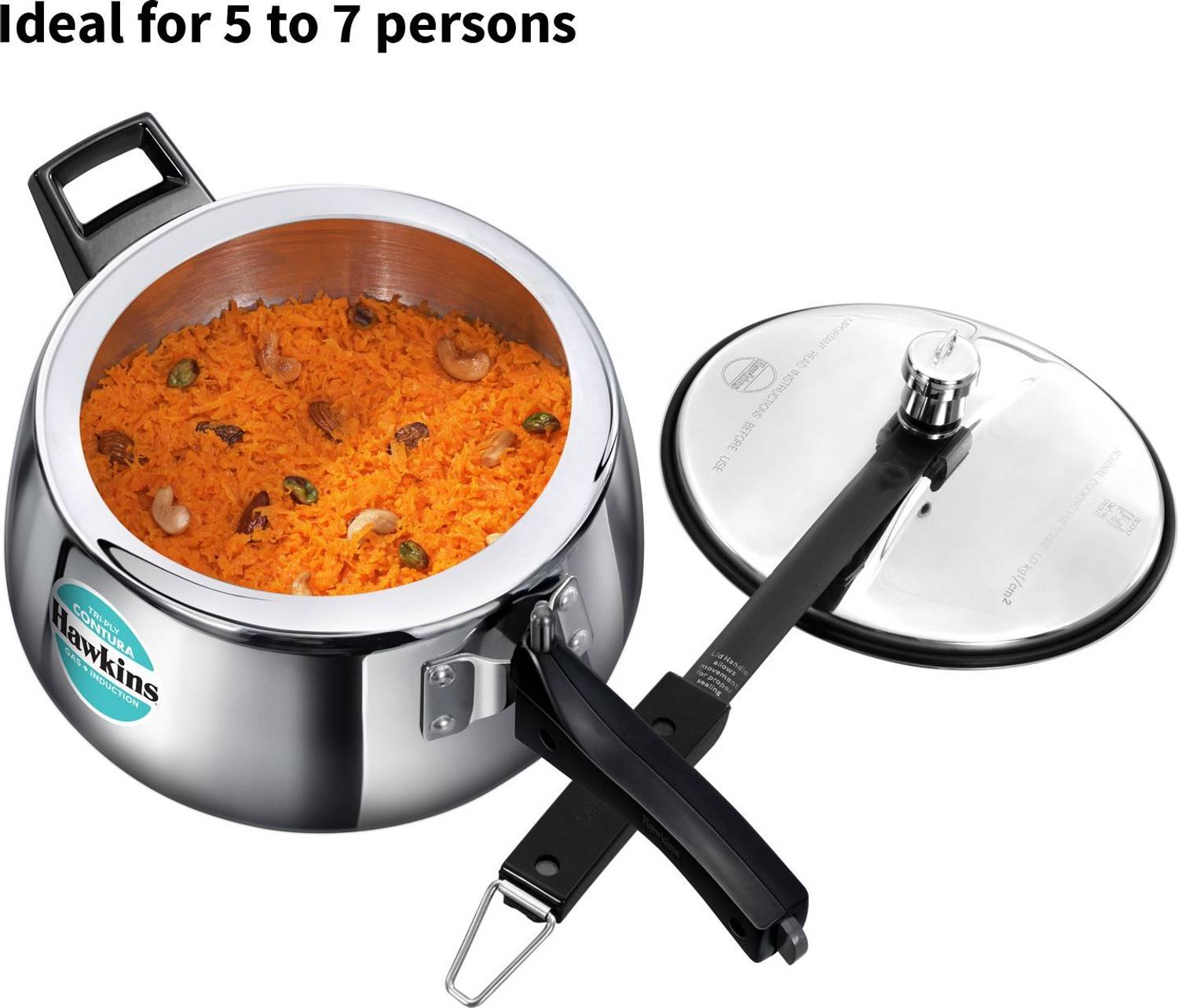 Hawkins 5 Litre Triply Stainless Steel Contura Pressure Cooker - Image 2