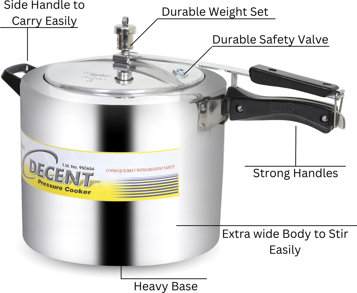 Image of Decent Classic Aluminium 12 L Inner Lid Pressure Cooker