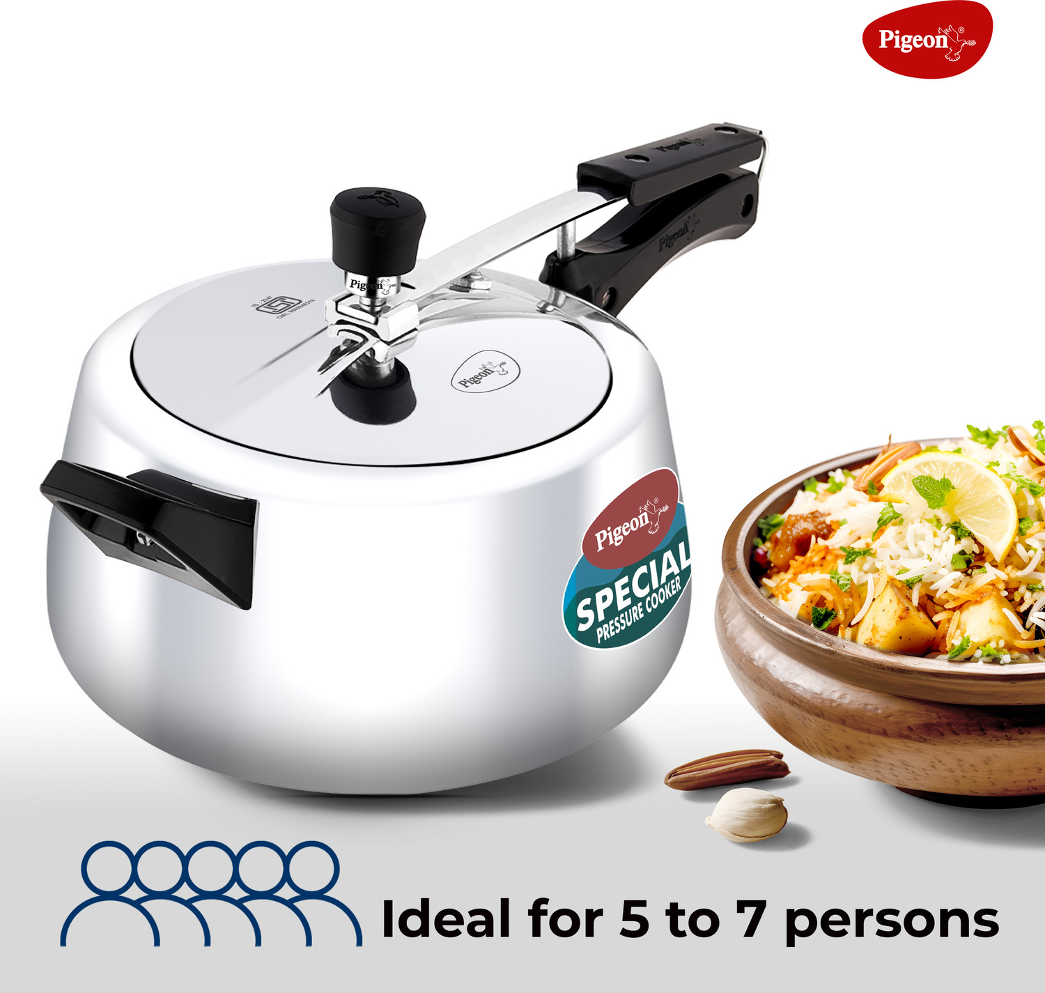 Image of Pigeon Special Plus and 5 L Inner Lid Induction Bottom Pressure Cooker