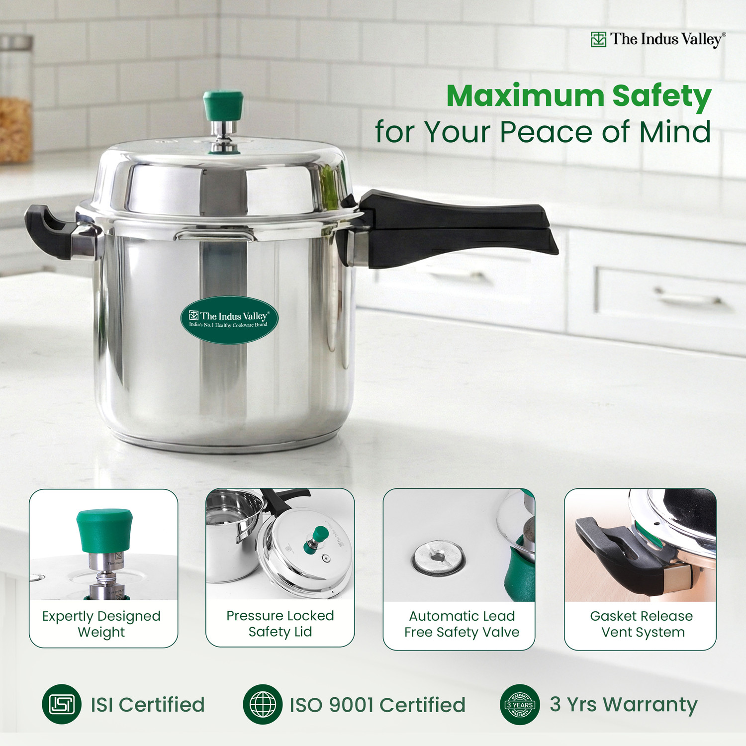 Image of The Indus Valley Stainless Steel Outer Lid Pressure Cooker 8 L Outer Lid Induction Bottom Pressure Cooker