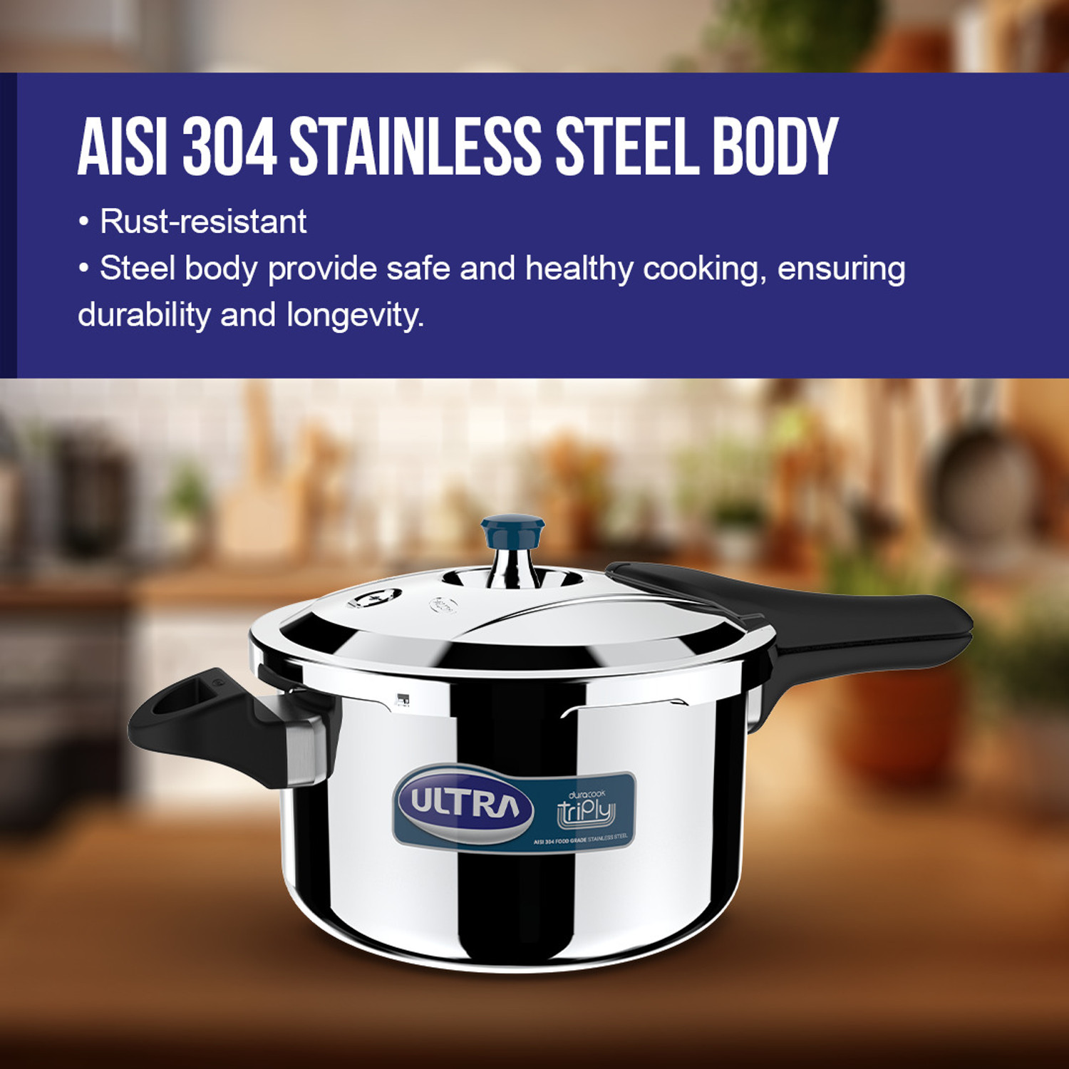 Image of ULTRA Duracook Duo 3.5 L Outer Lid Induction Bottom Pressure Cooker