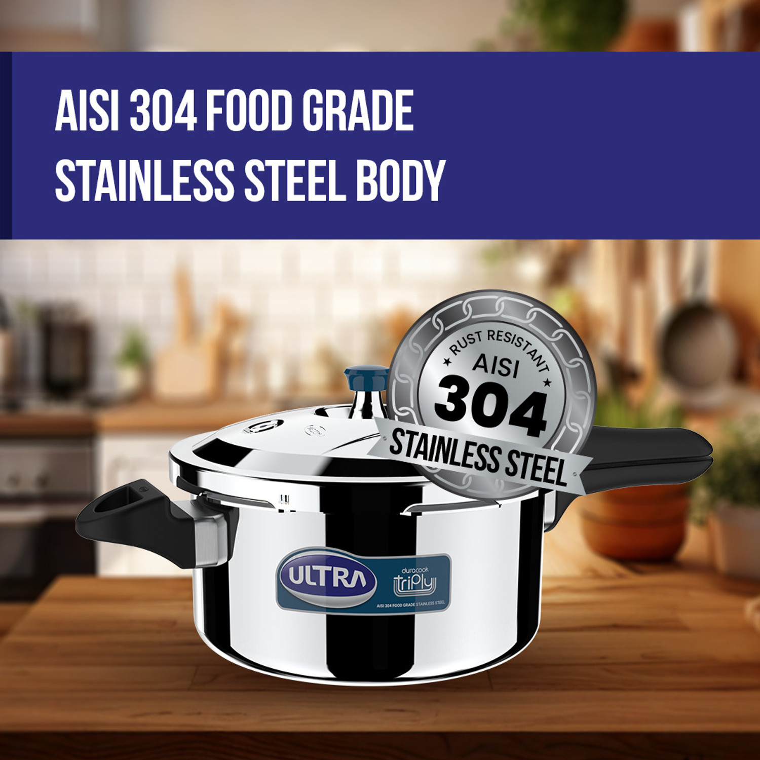 Image of ULTRA Duracook Triply Duo 3.5 L Outer Lid Induction Bottom Pressure Cooker