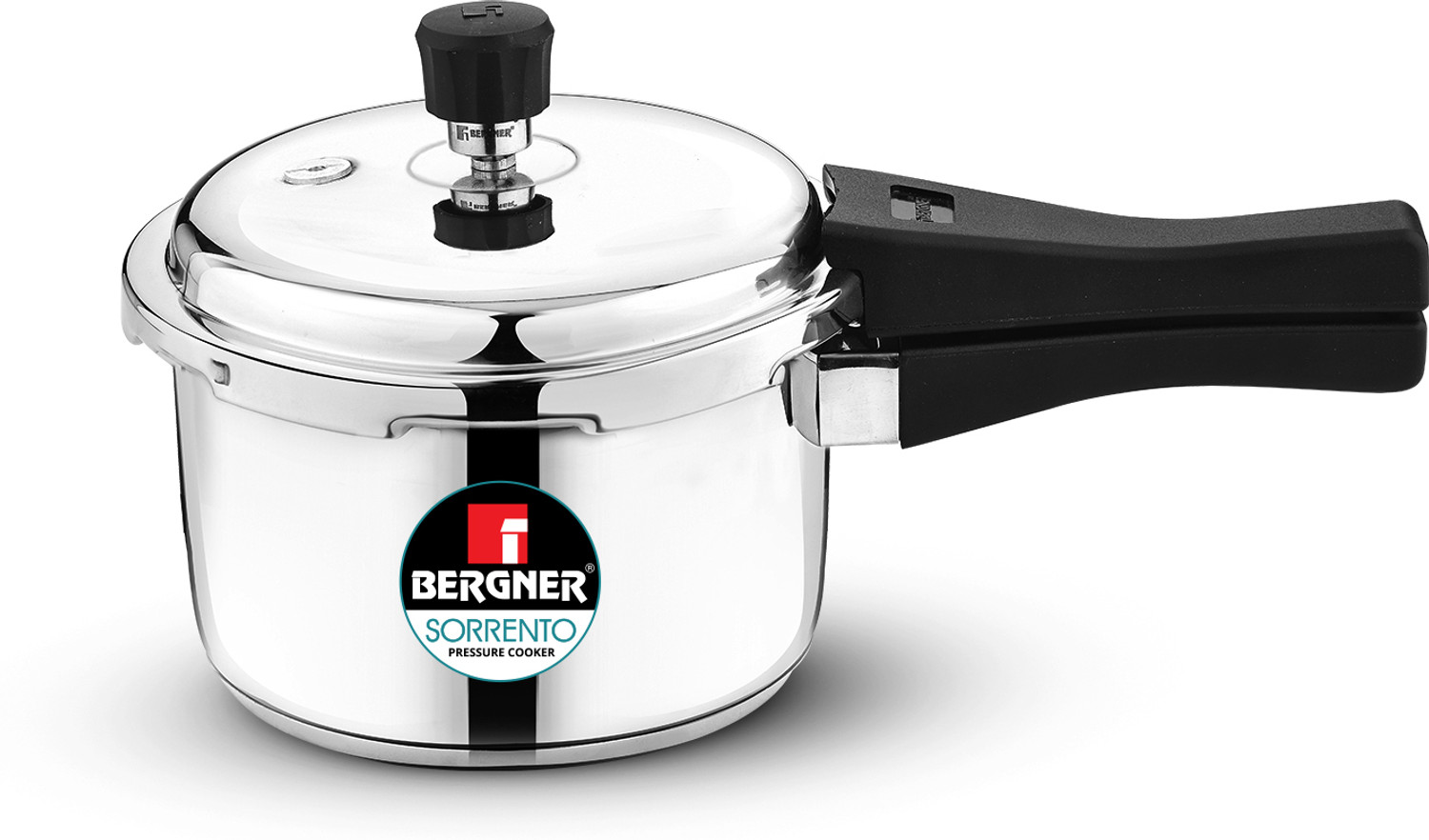Image of BERGNER Sorrento Stainless Steel 1.5 Litres Outer Lid Mini Pressure Cooker, 1.5 L Induction Bottom Pressure Cooker (Stainless Steel)