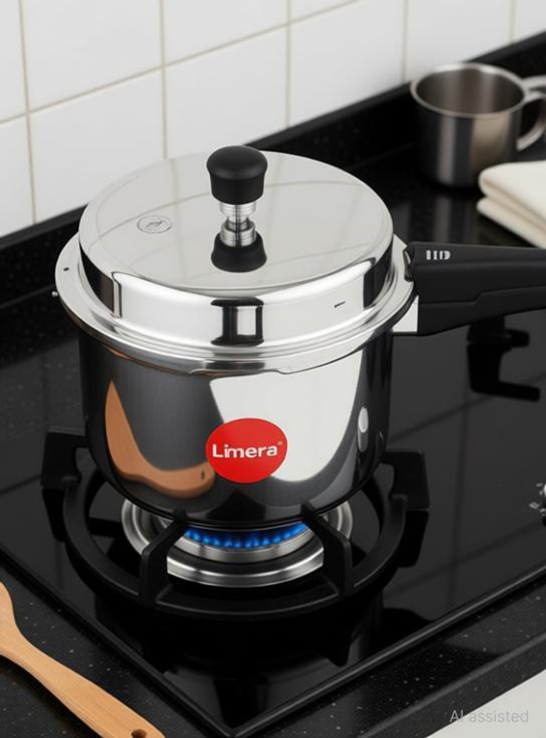Image of Limera ISI Certified Stainless Steel Cooker 3 L Outer Lid Induction Bottom Pressure Cooker