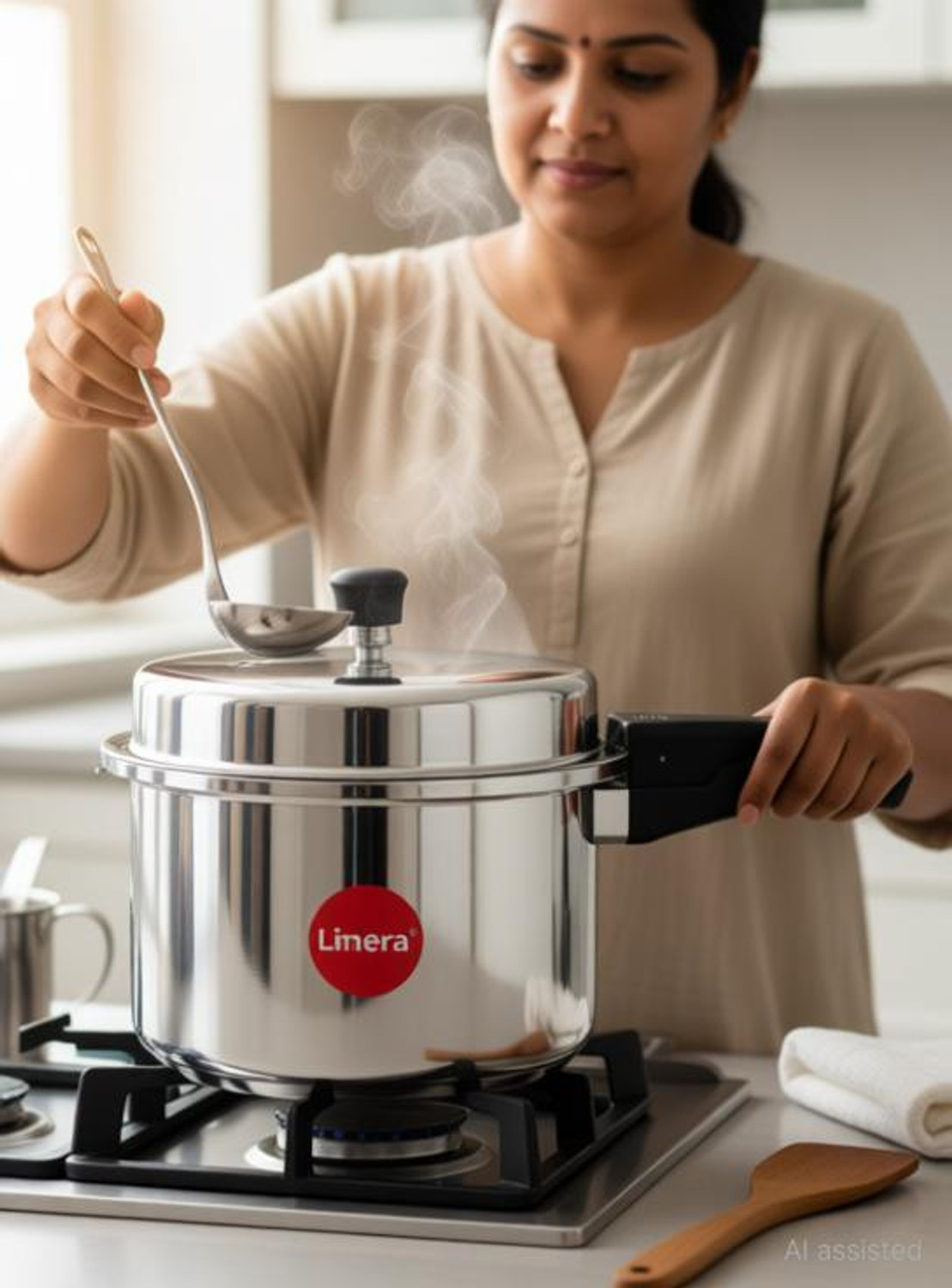 Image of Limera ISI Certified Stainless Steel Cooker 3 L Outer Lid Induction Bottom Pressure Cooker