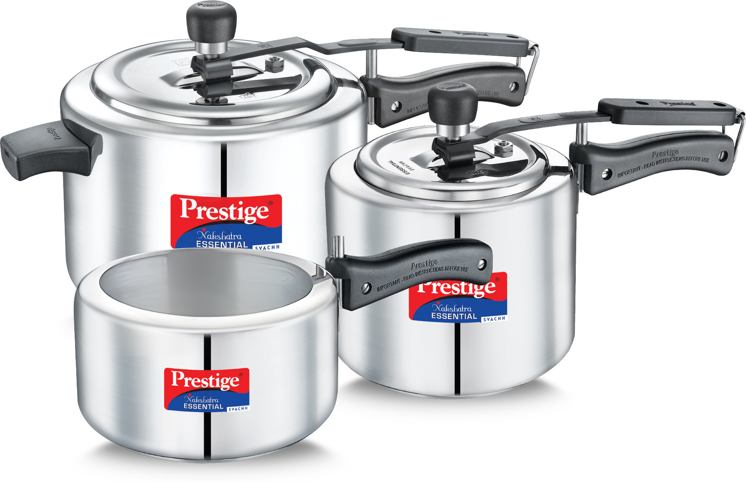 Image of Prestige Nakshatra Essential 5 L, 3 L, 2 L Inner Lid Induction Bottom Pressure Cooker