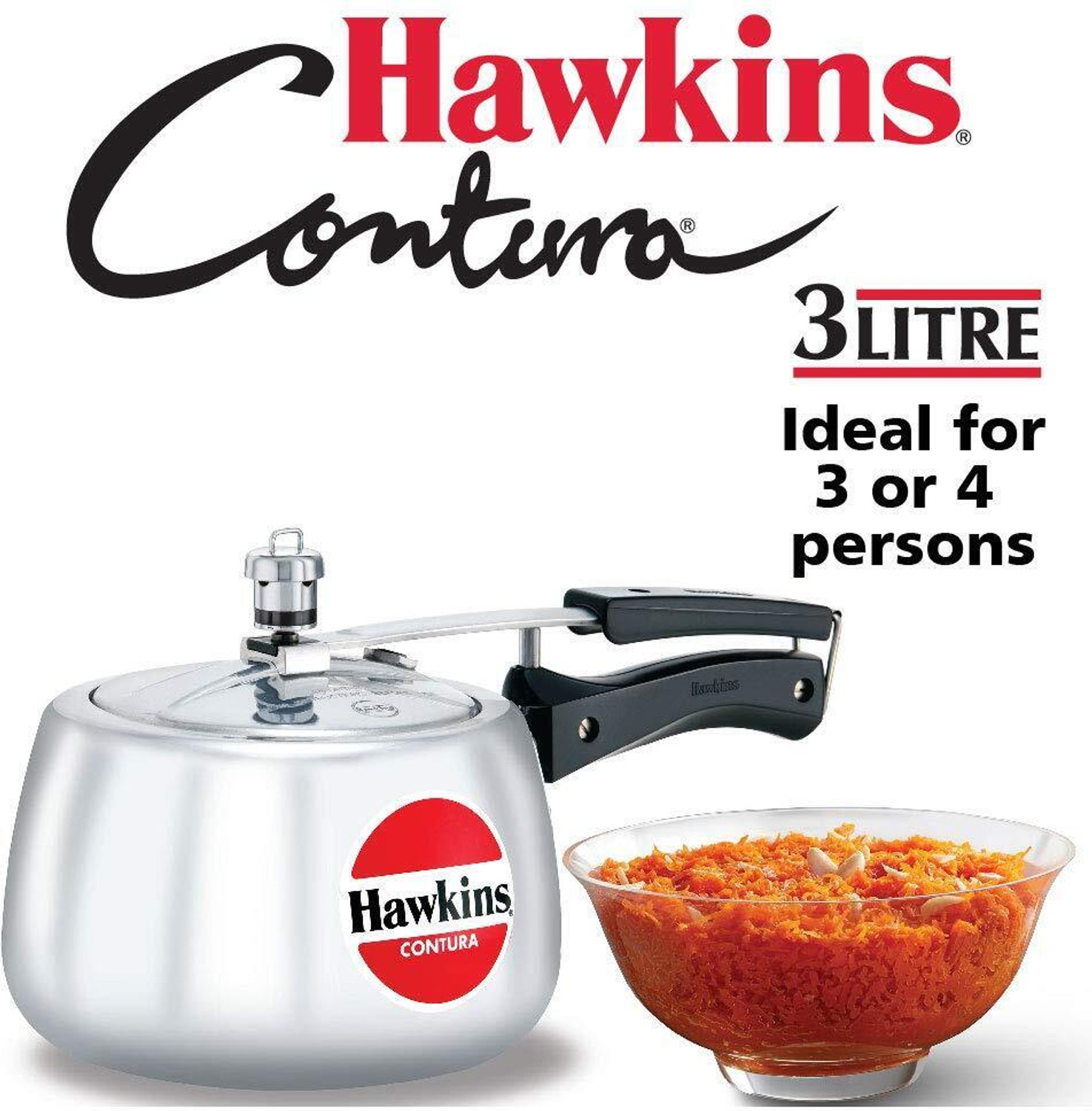 Image of Hawkins Hawkins Contura 3 Litres & 5 Litre,Aluminium Pressure Cooker Silver Combo, 3 L, 5 L Inner Lid Pressure Cooker