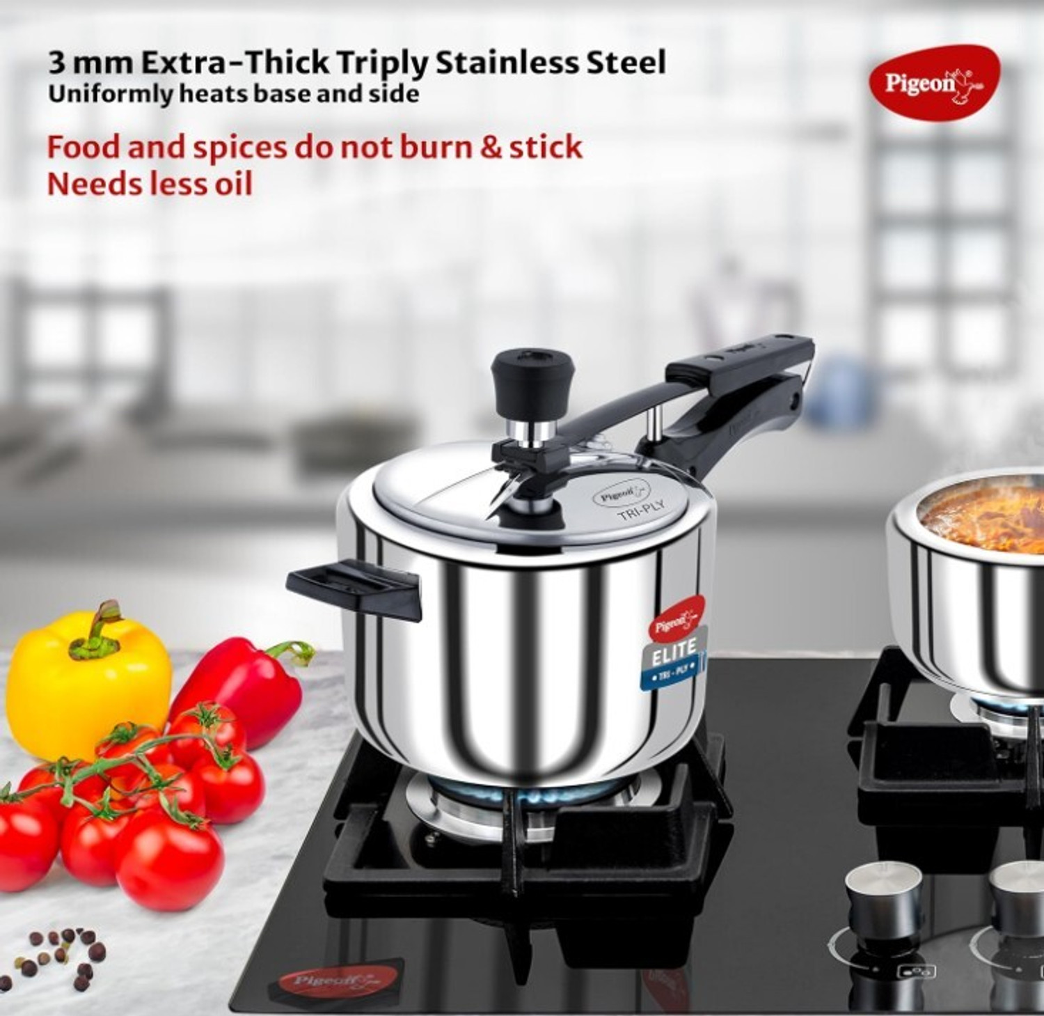 Image of Pigeon Triply SS 19004591 5 L Inner Lid Induction Bottom Pressure Cooker