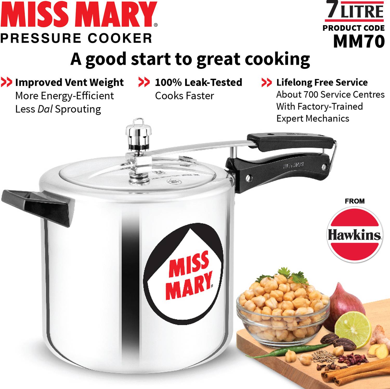 Hawkins Miss Mary (MM70) 7 L Inner Lid Pressure Cooker