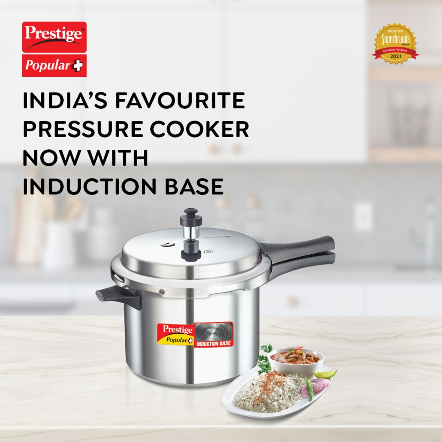Image of Prestige Popular Plus 5 L Outer Lid Induction Bottom Pressure Cooker