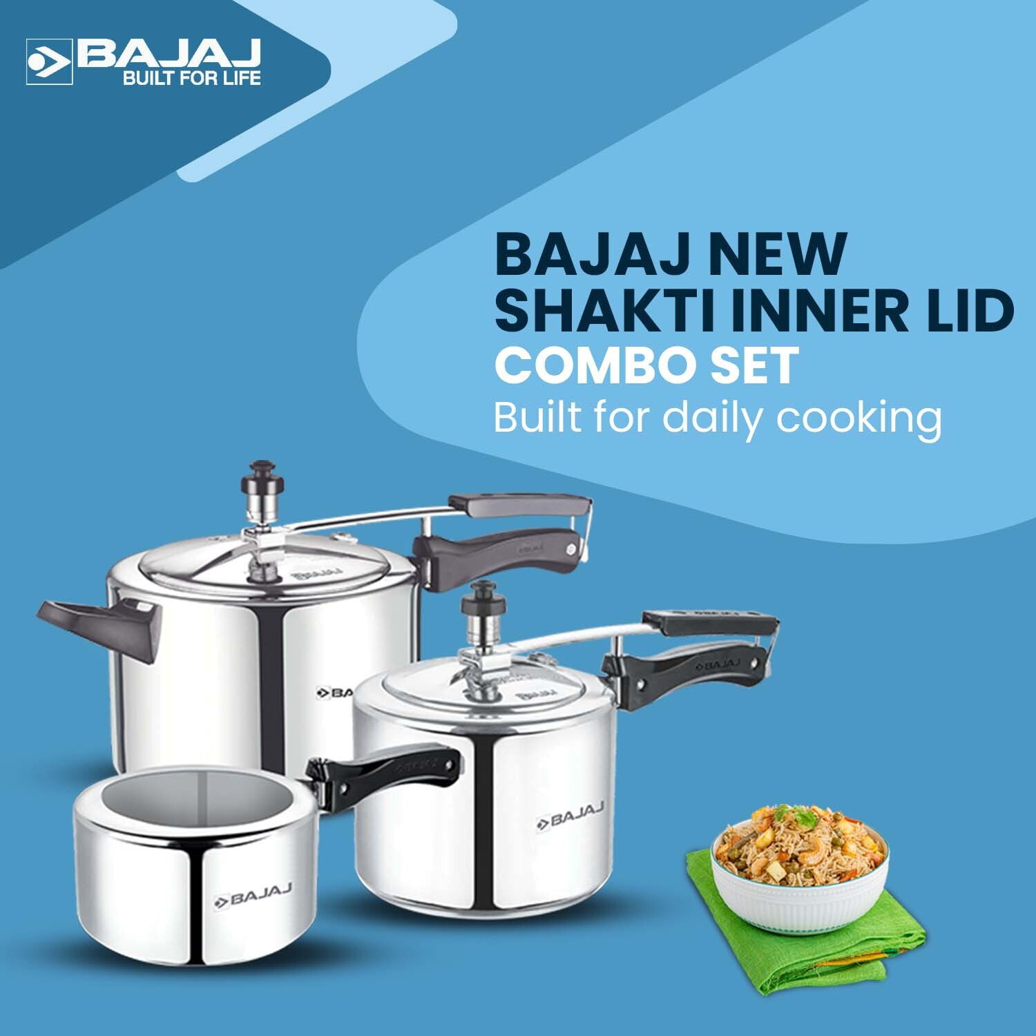 Image of BAJAJ 2 L, 3 L, 5 L Inner Lid Pressure Cooker