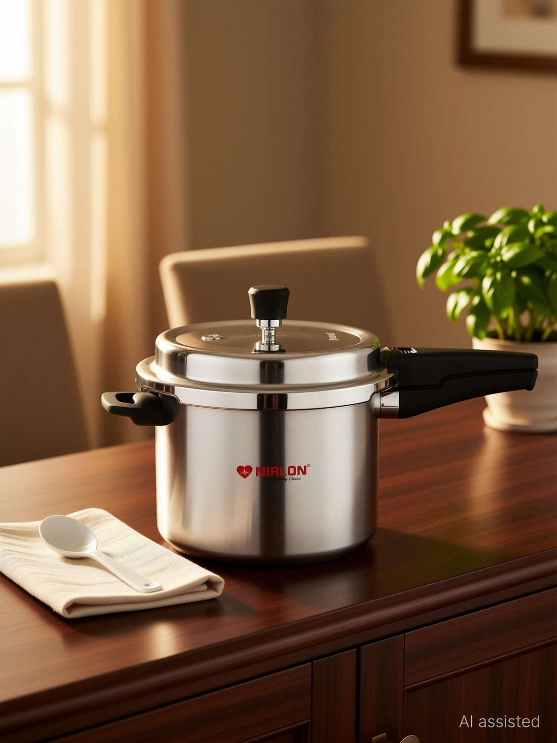 Image of NIRLON Supreme Induction Base Outer Lid Aluminium Pressure Cooker, 5 Liters 5 L Induction Bottom Pressure Cooker (Aluminium)