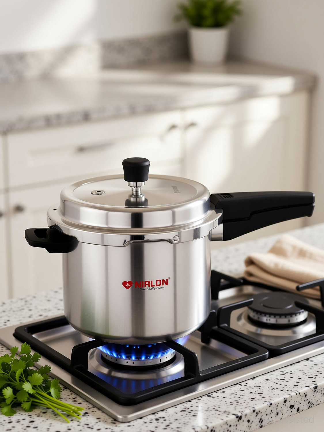 Image of NIRLON Supreme Induction Base Outer Lid Aluminium Pressure Cooker, 5 Liters 5 L Induction Bottom Pressure Cooker (Aluminium)