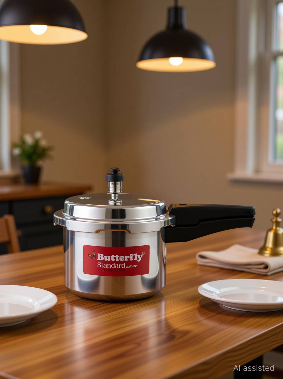 Butterfly Present Aluminium induction base standard plus 3.0 liter 3 L Outer Lid Induction Bottom Pressure Cooker