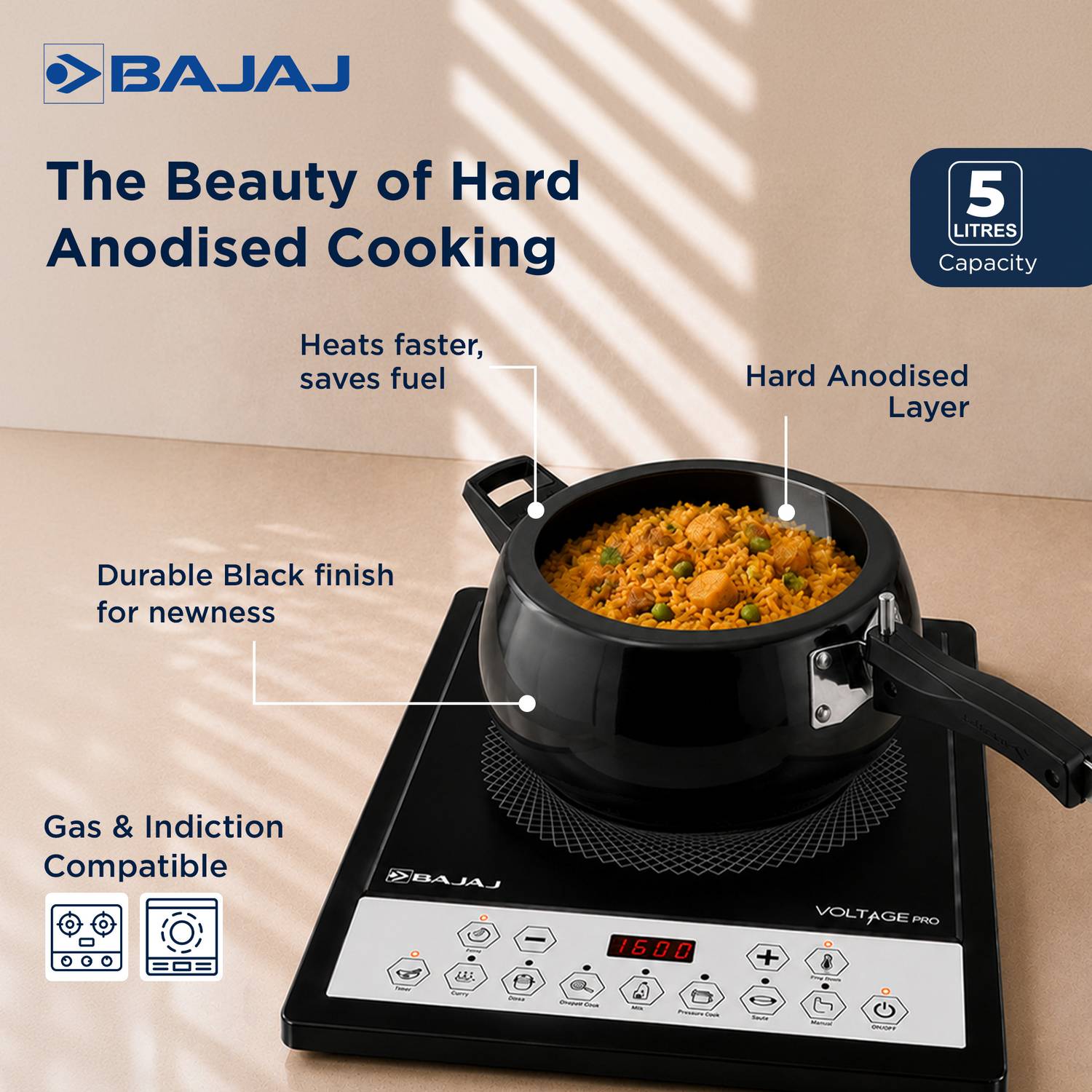 BAJAJ Shakti 5HD 5L Pressure Cooker - Image 3