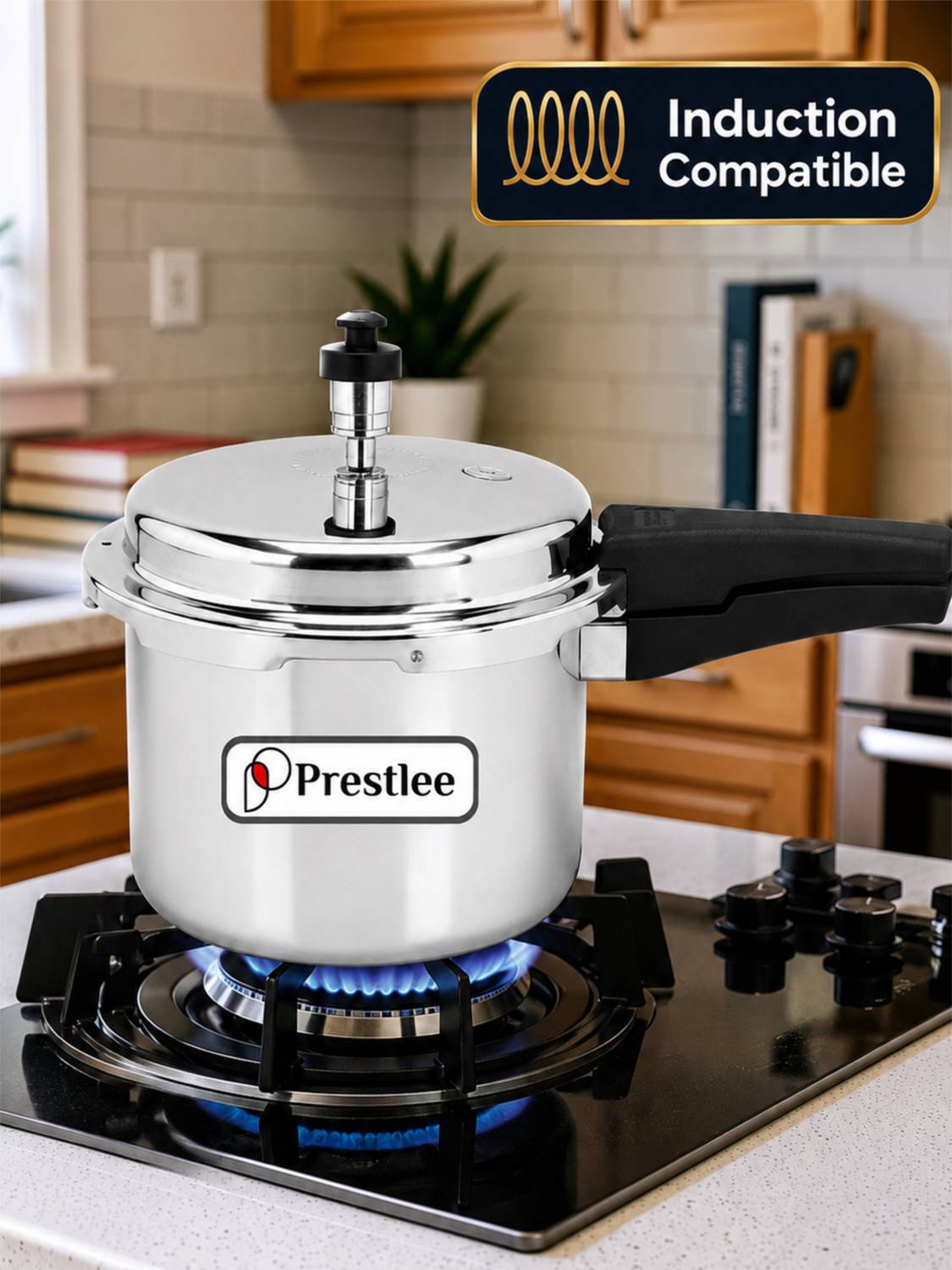 Prestlee DELUXE 3 Liter IB Aluminium Outerlid Pressure Cooker 3 L Outer Lid Induction Bottom Pressure Cooker