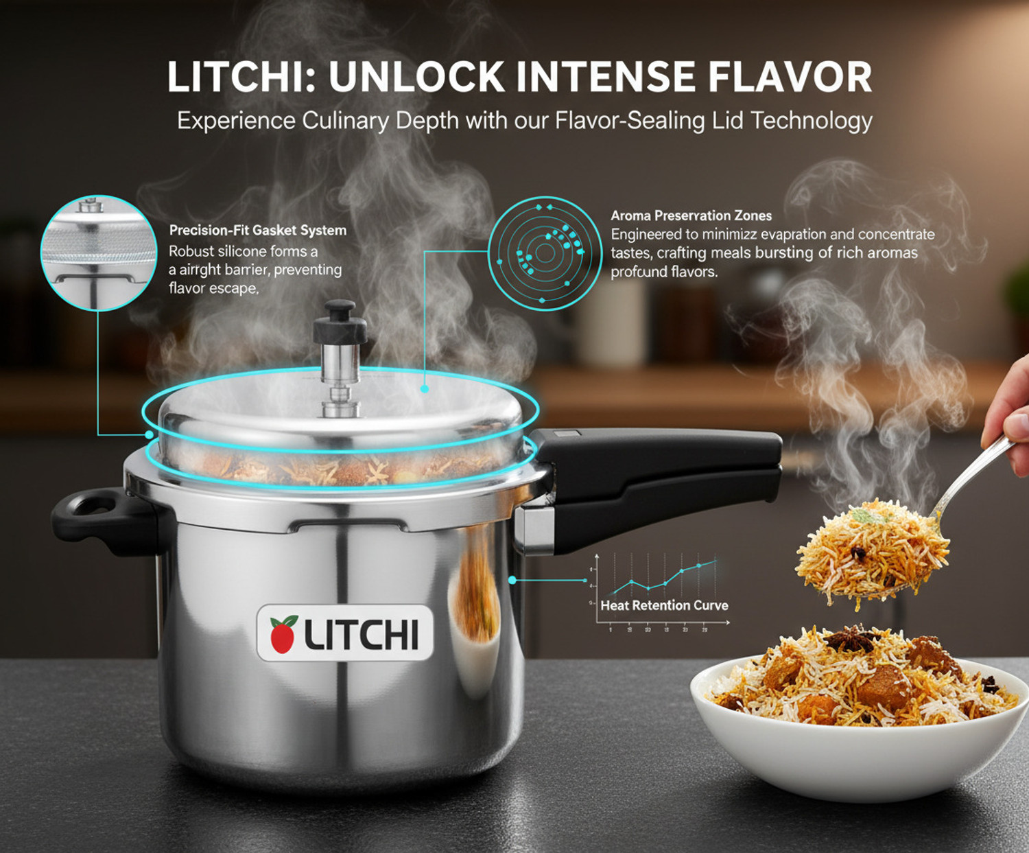 Image of Litchi Aluminium Outerlid 10 L Outer Lid Pressure Cooker
