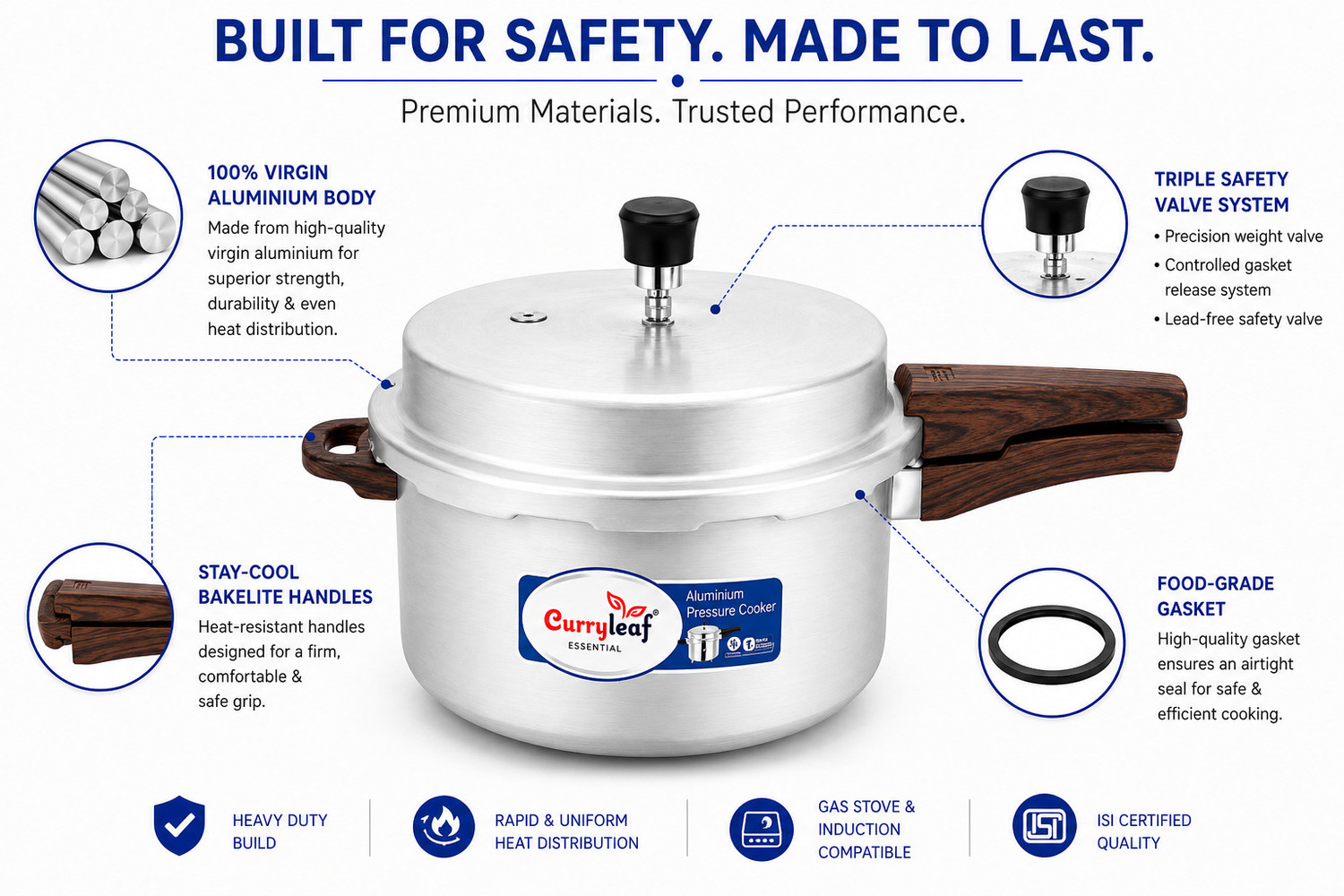 Image of curryleaf KEONA 2 L Outer Lid Pressure Cooker