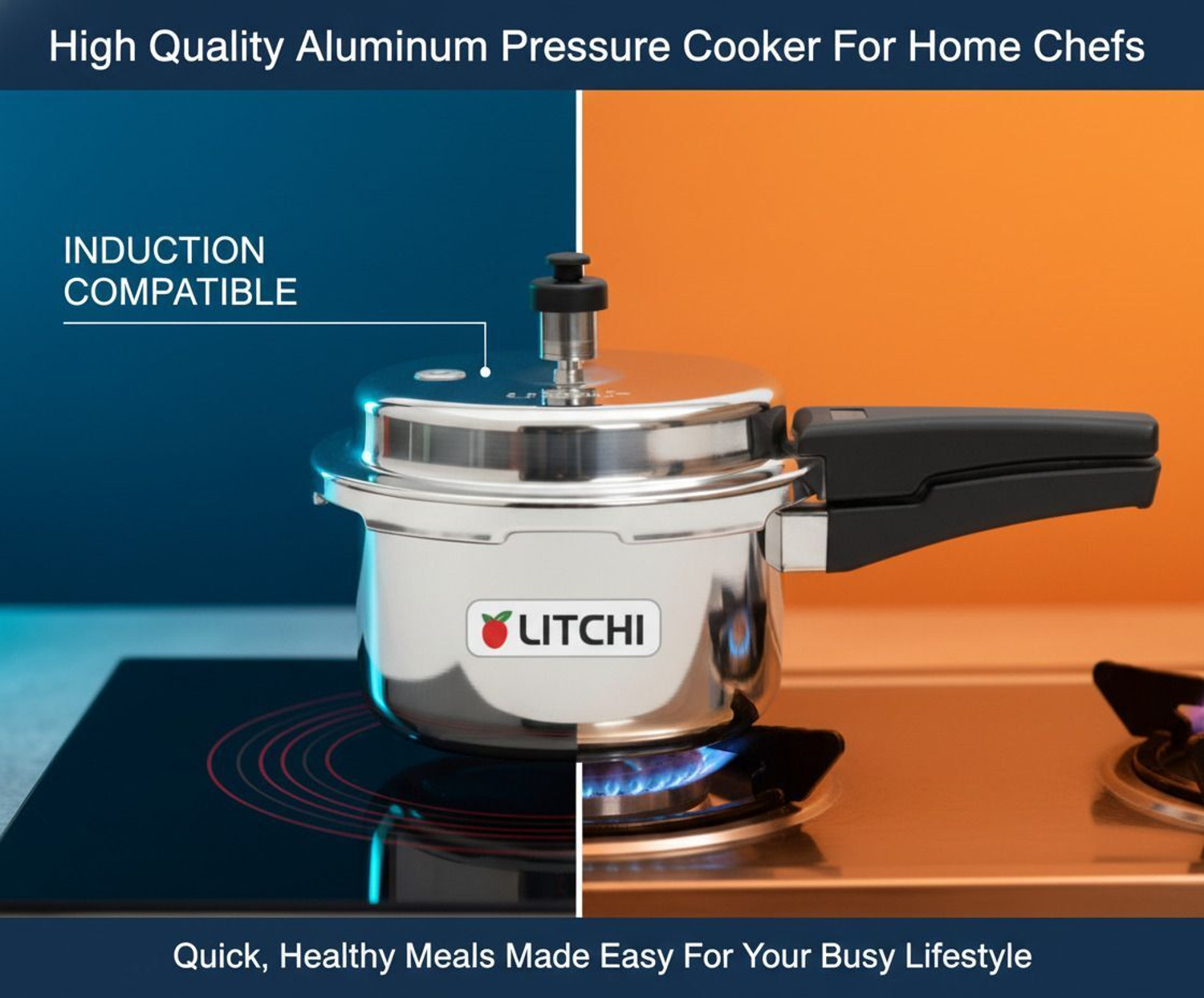 Image of Litchi Aluminium Outerlid 2 L Outer Lid Induction Bottom Pressure Cooker