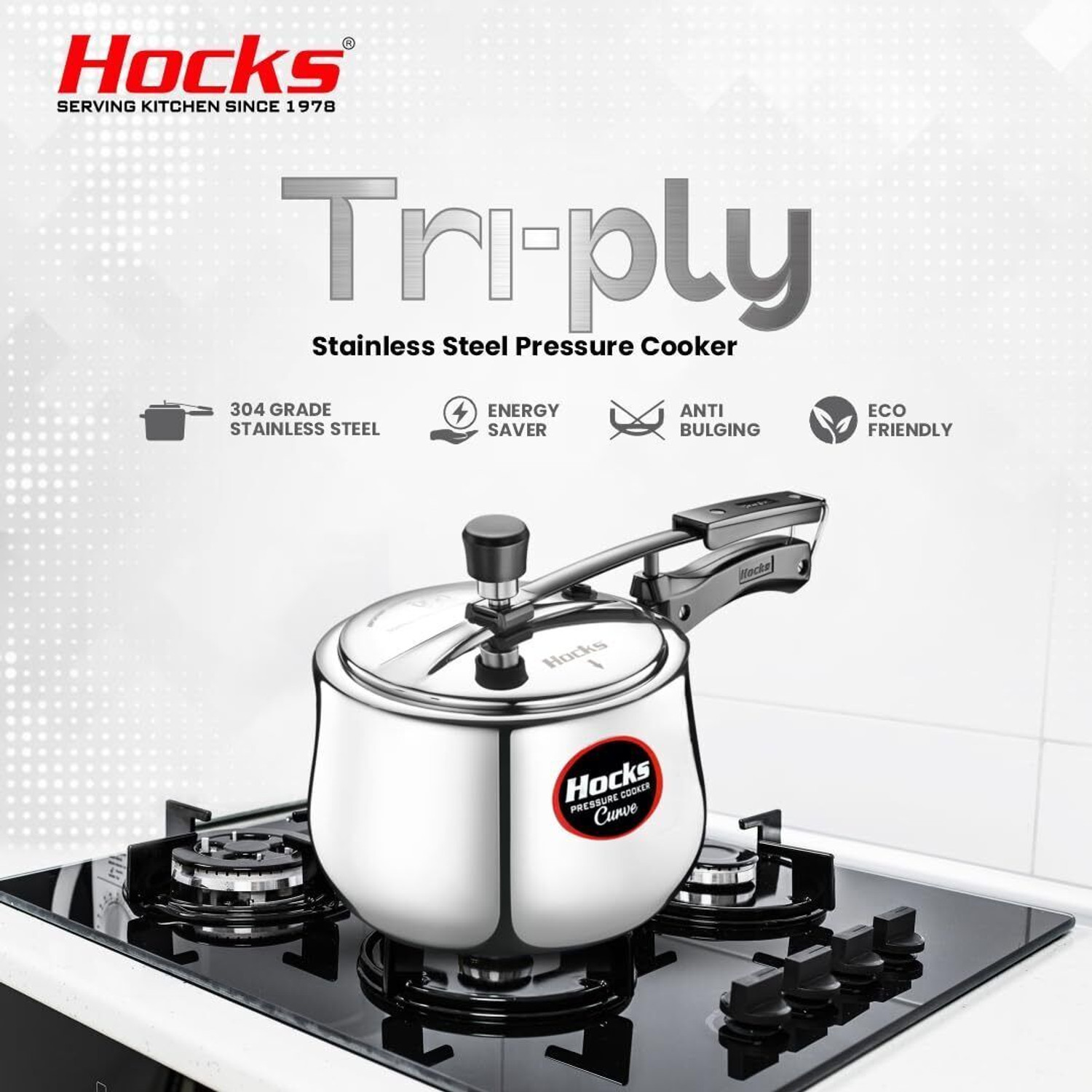 Image of Hocks Triply Combo 5l and 3l Stainless Steel 5 L, 3 L Inner Lid Induction Bottom Pressure Cooker