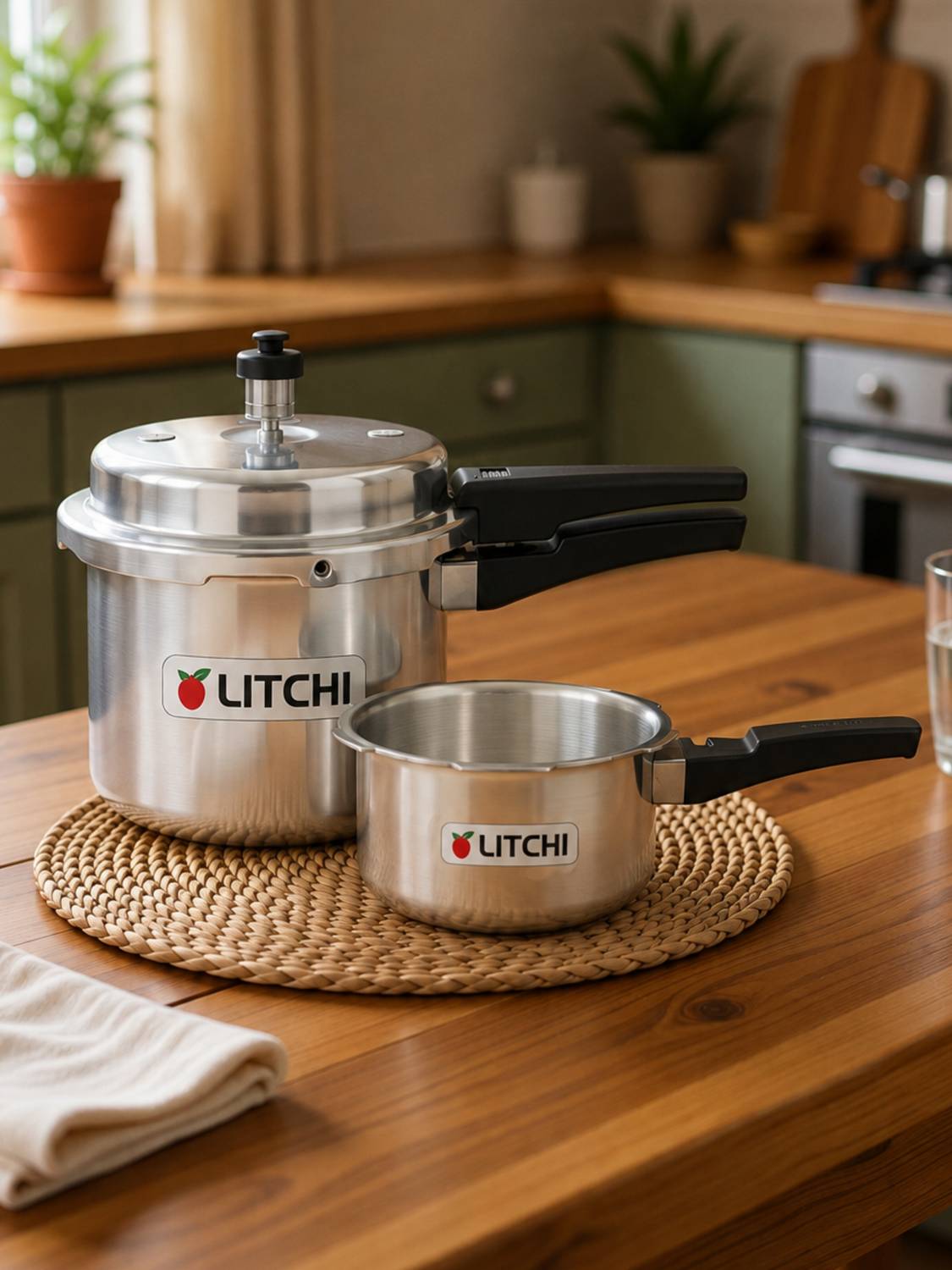 Litchi Aluminium Outerlid Combo 2 L, 3 L Outer Lid Pressure Cooker