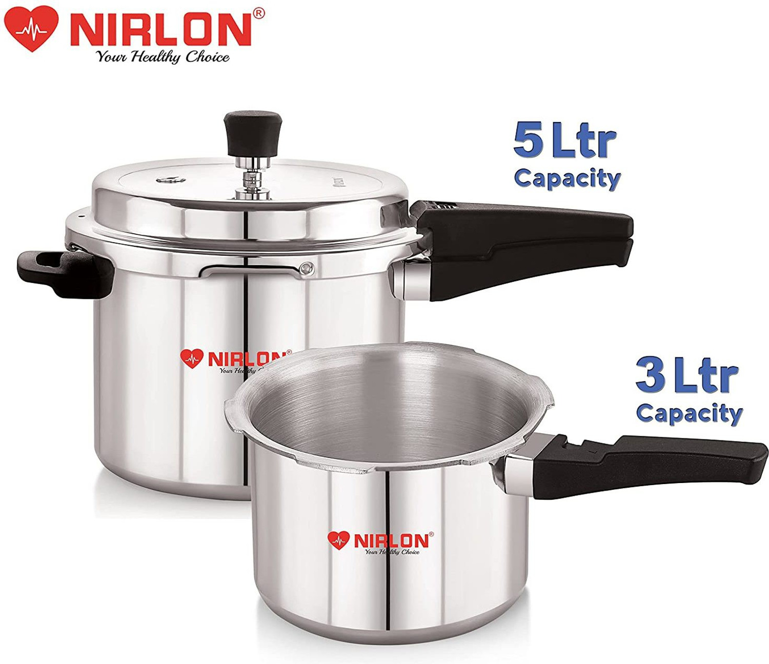Image of NIRLON 3 L, 5 L Induction Bottom Pressure Cooker (Aluminium)