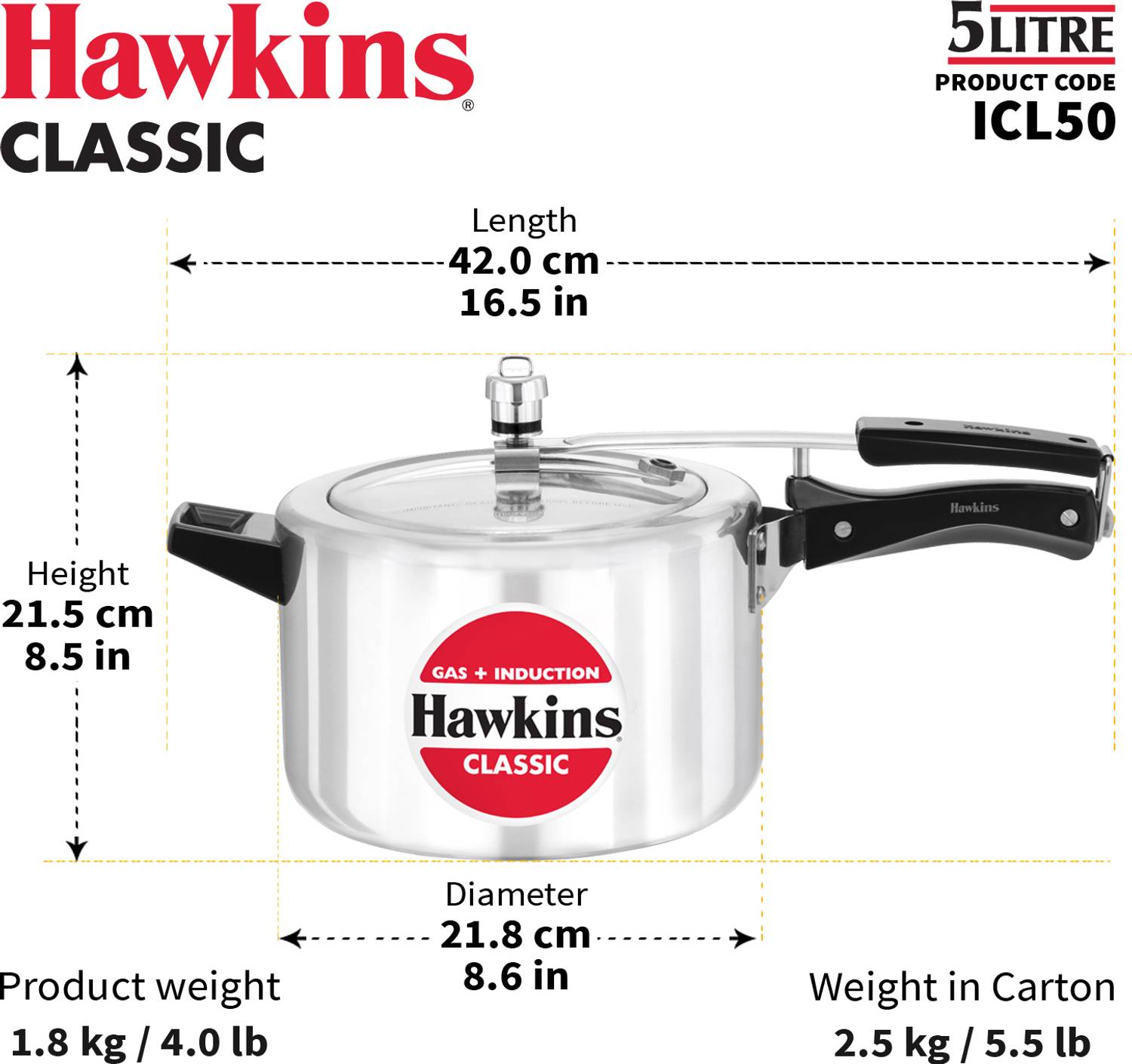 Hawkins Classic 5L Pressure Cooker - Image 4