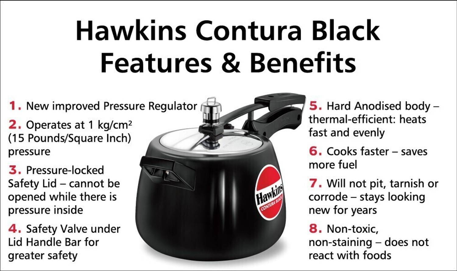 Contura Black (CB40) 4 L Pressure Cooker - Image 3