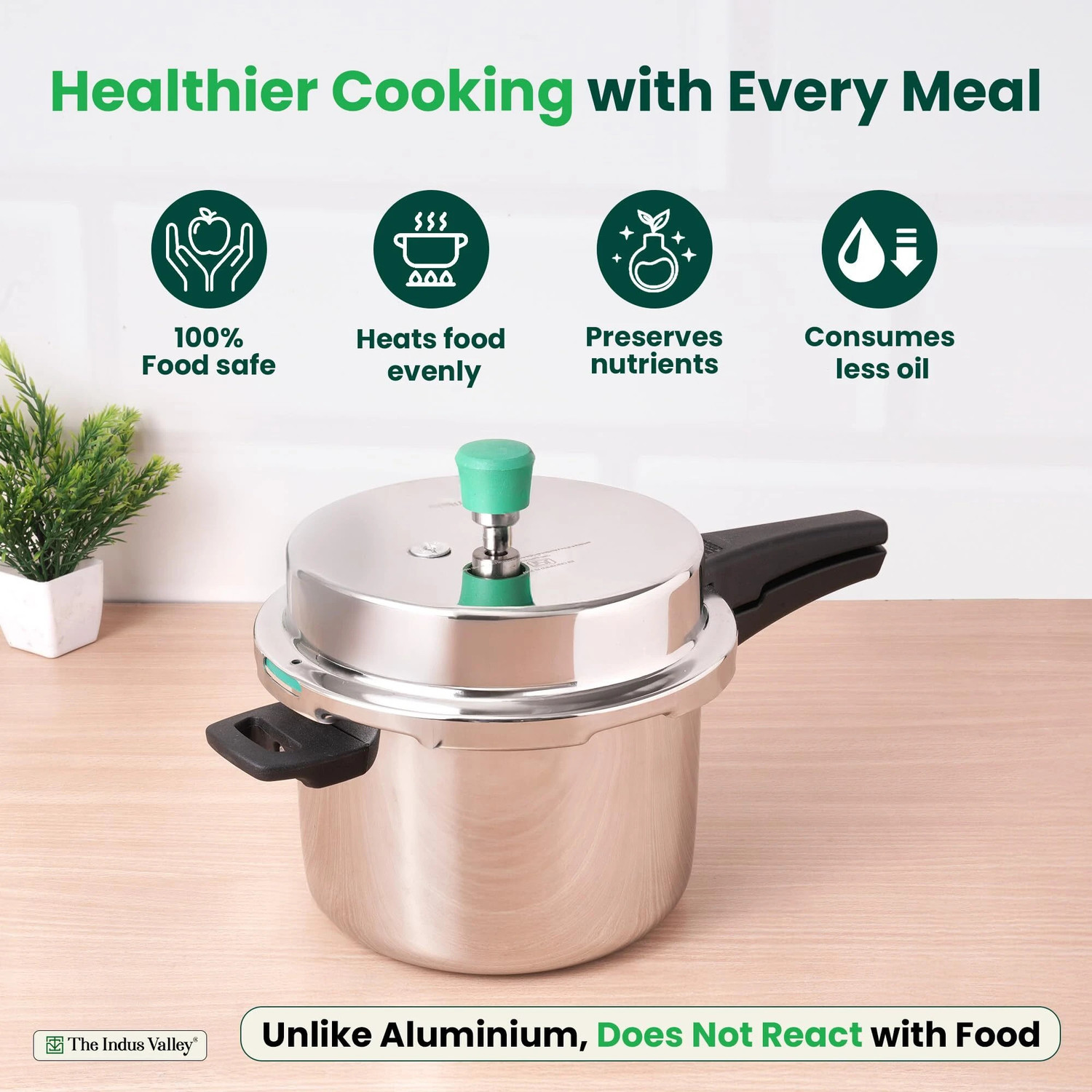 Image of The Indus Valley Triply Stainless Steel Outer Lid Pressure Cooker 5 L Outer Lid Induction Bottom Pressure Cooker